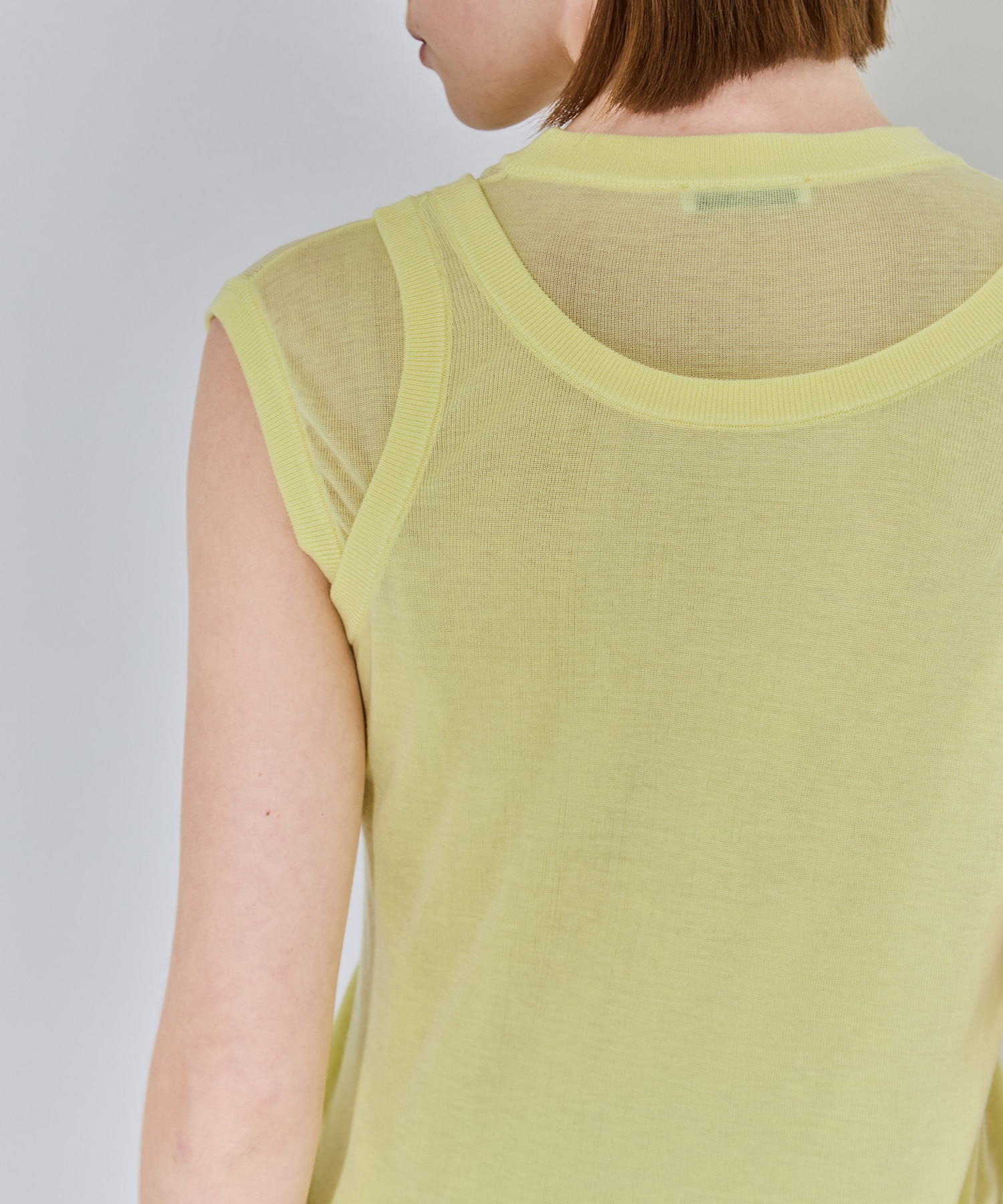 SILK BLENDED CIRCULAR RIB FIT LAYERED TANK TOP ATON