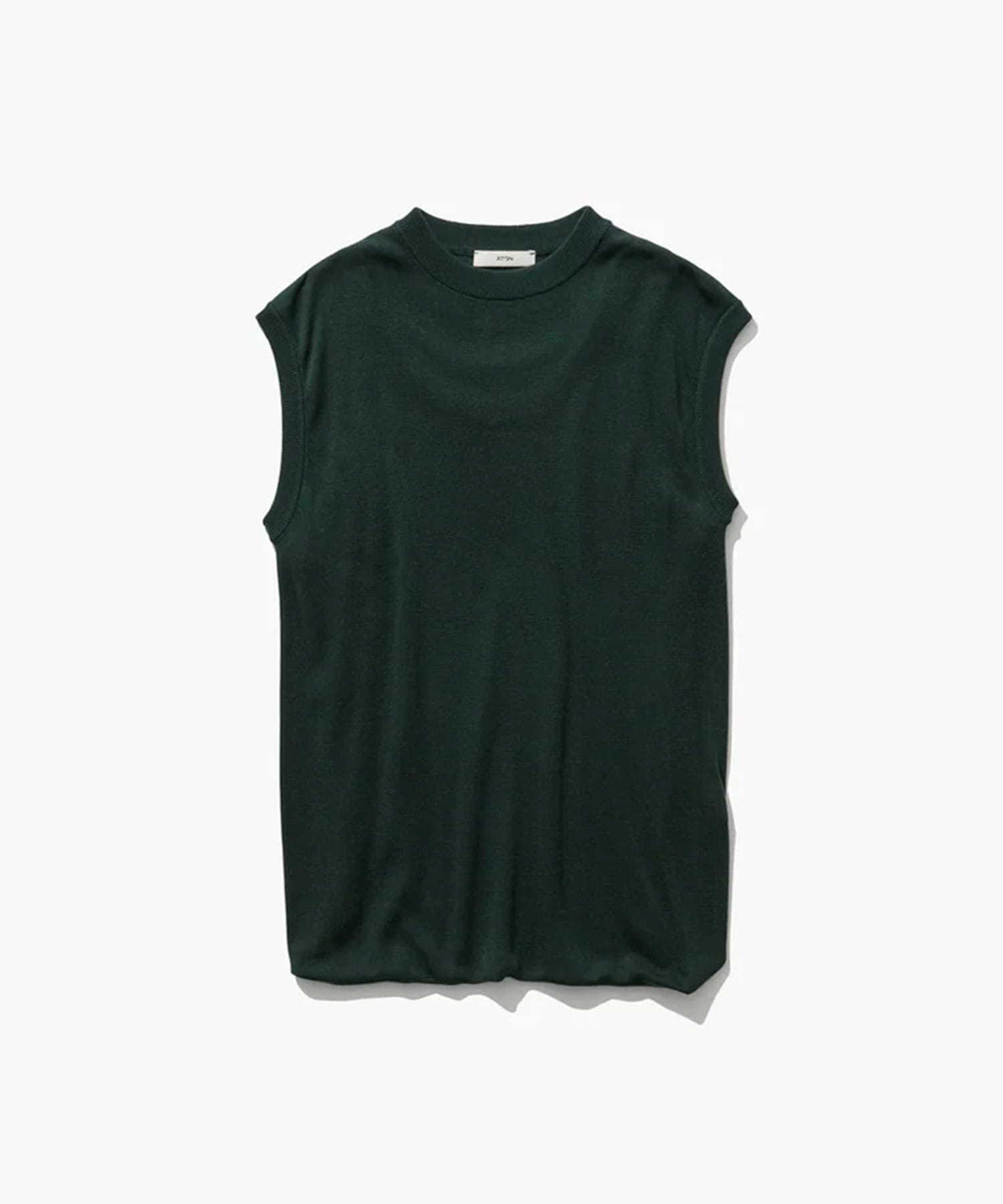 SILK BLENDED CIRCULAR RIB FIT LAYERED TANK TOP ATON
