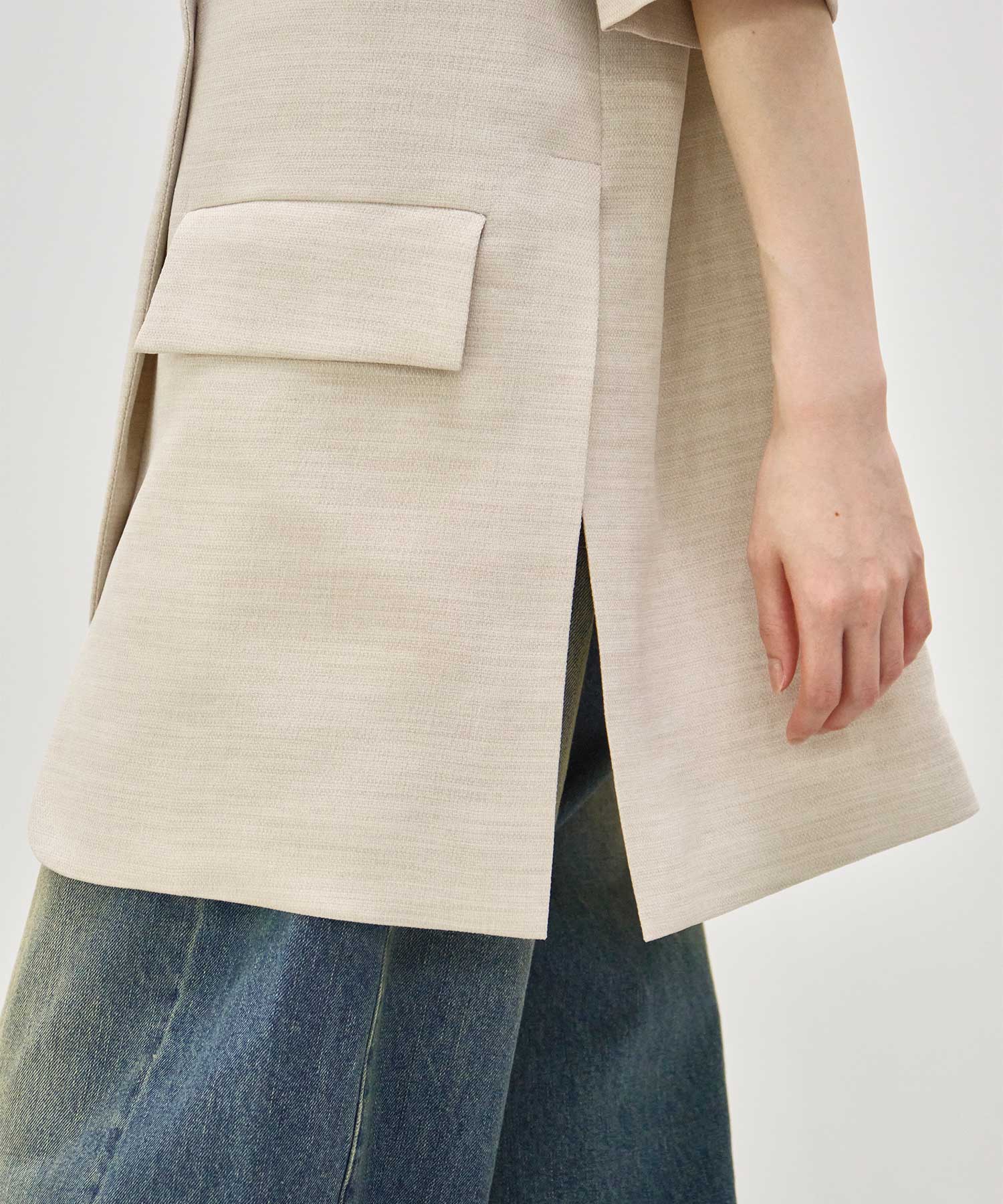 別注 side slit harf sleeve jacket Louren