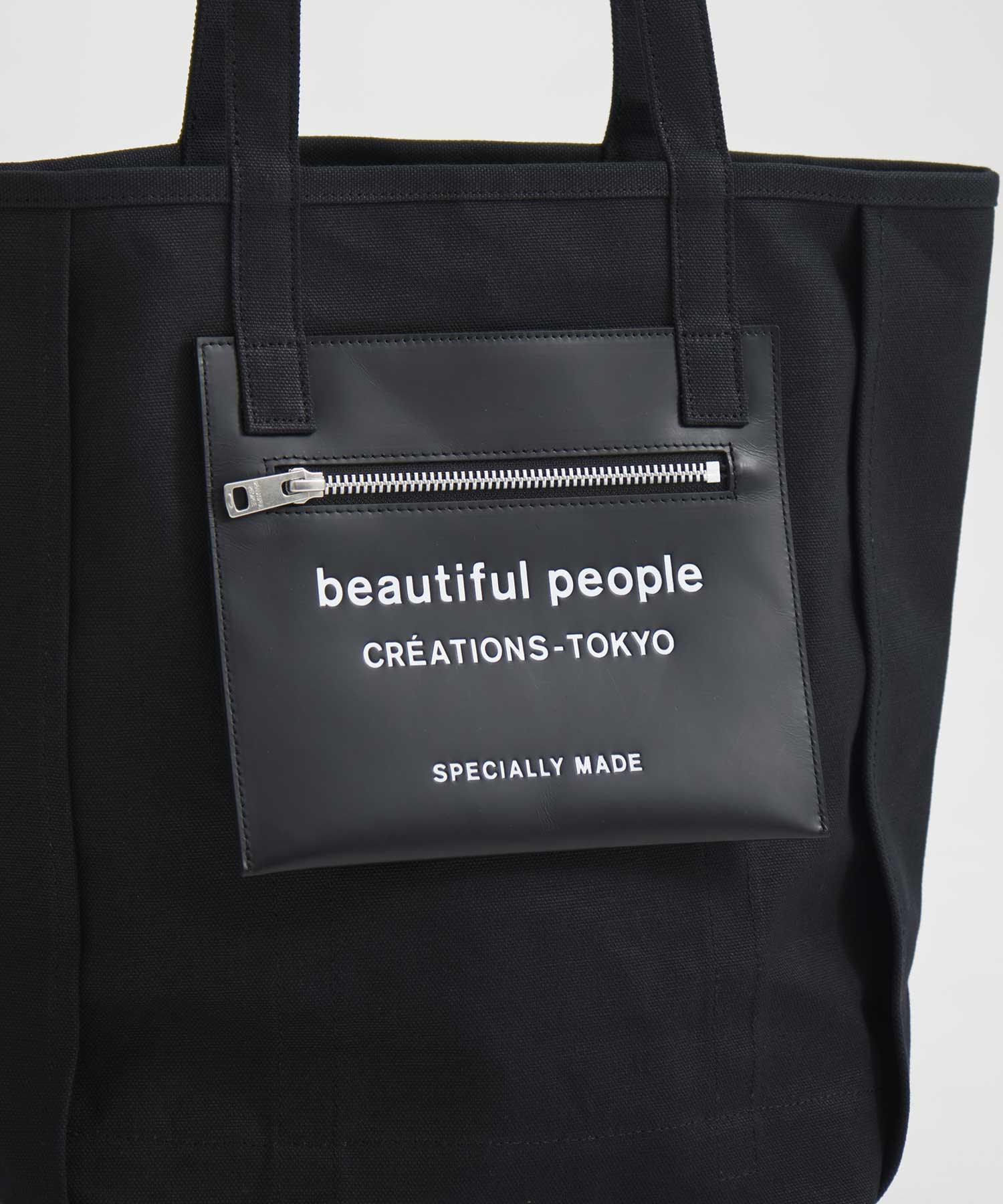 別注 Logo Leather Pocket Tote Bag beautiful people