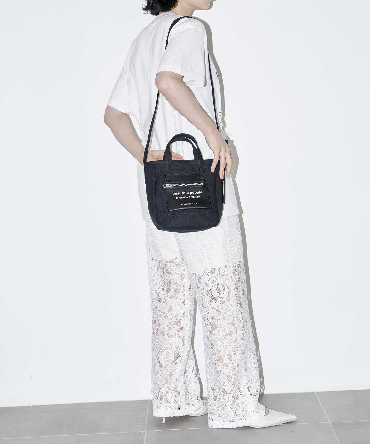 別注 Logo Leather Pocket Mini Tote Bag beautiful people