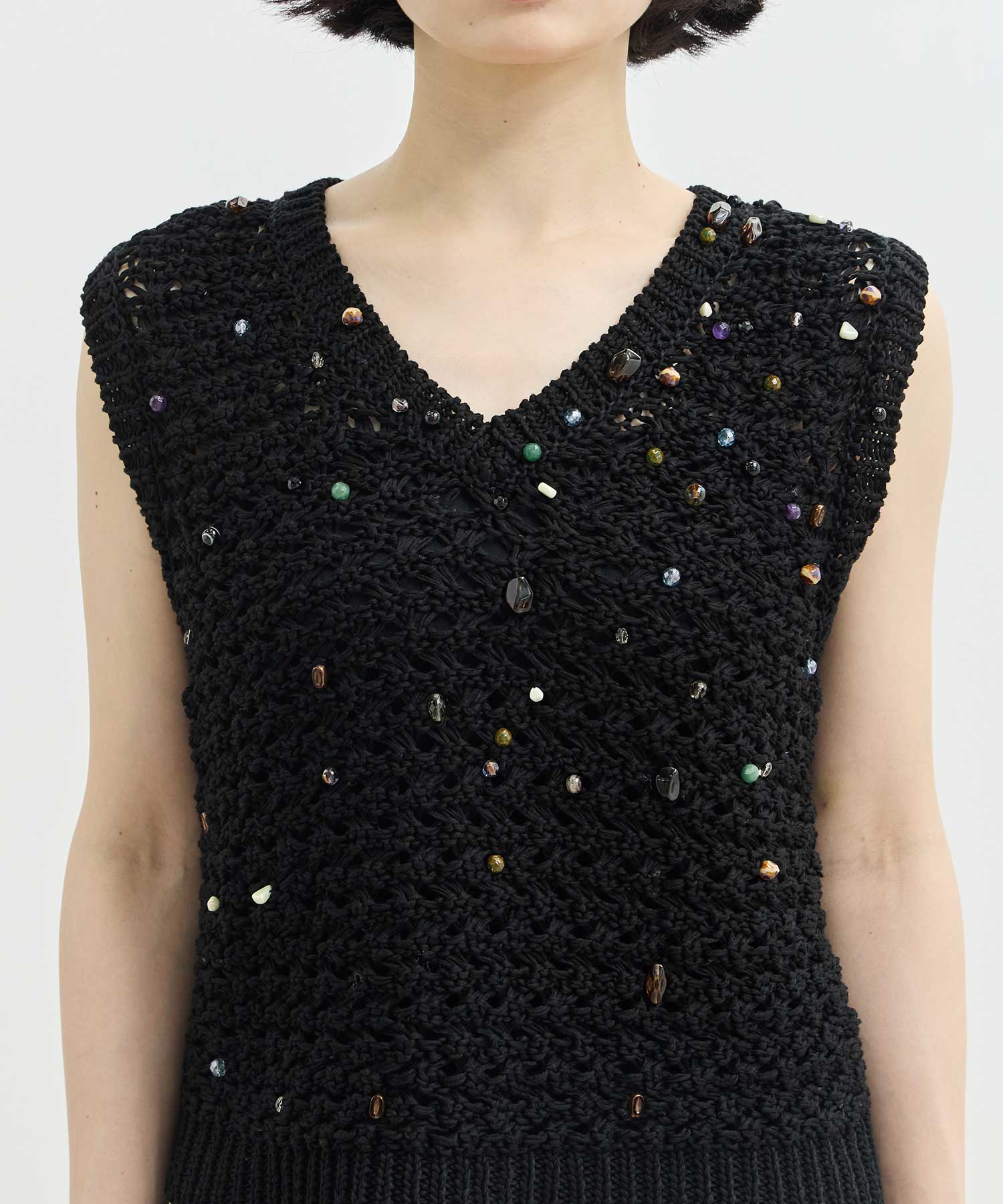 EX.Gerda glass beads&ores knit BK AKIRANAKA