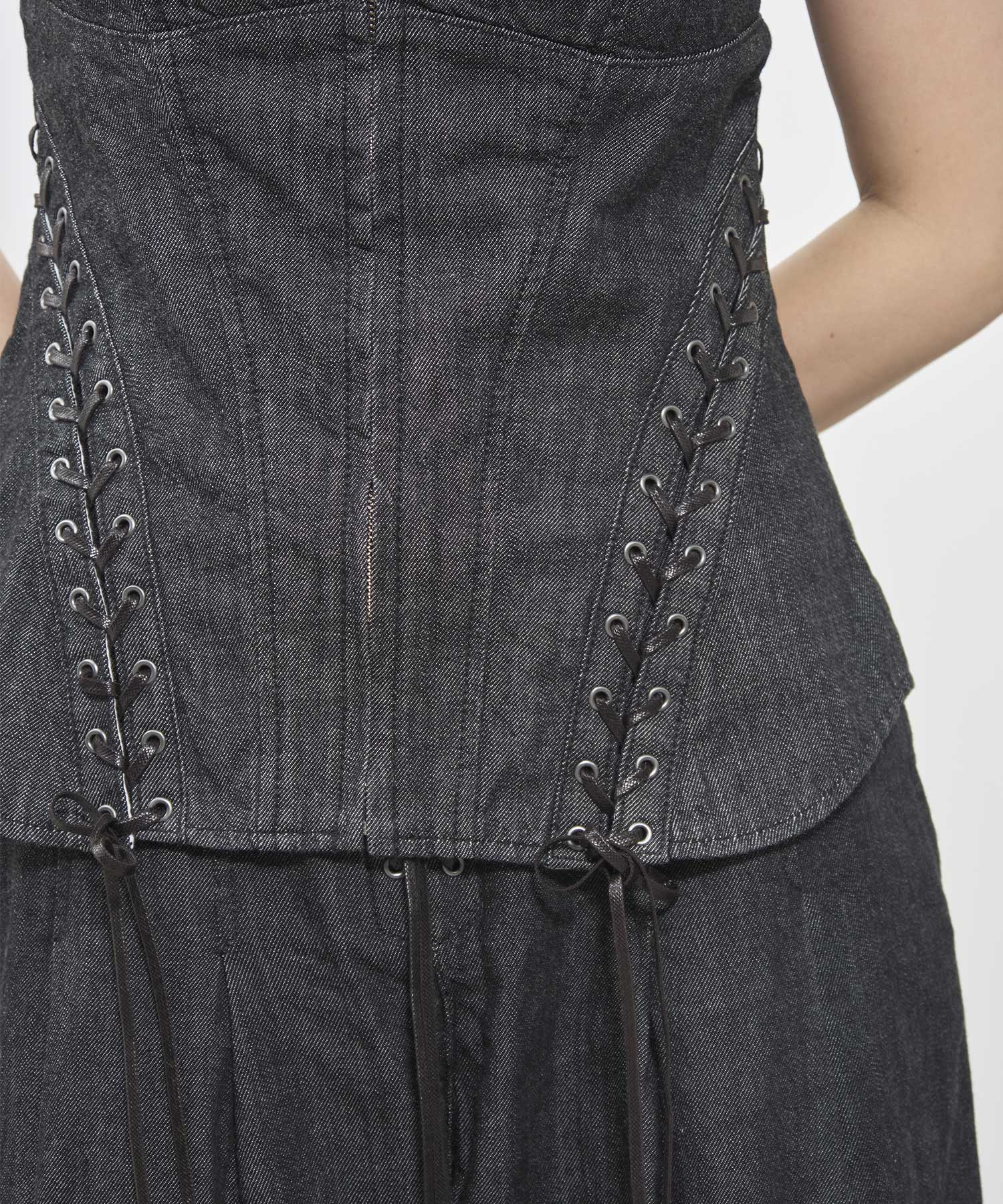 Lace up denim bustier FETICO