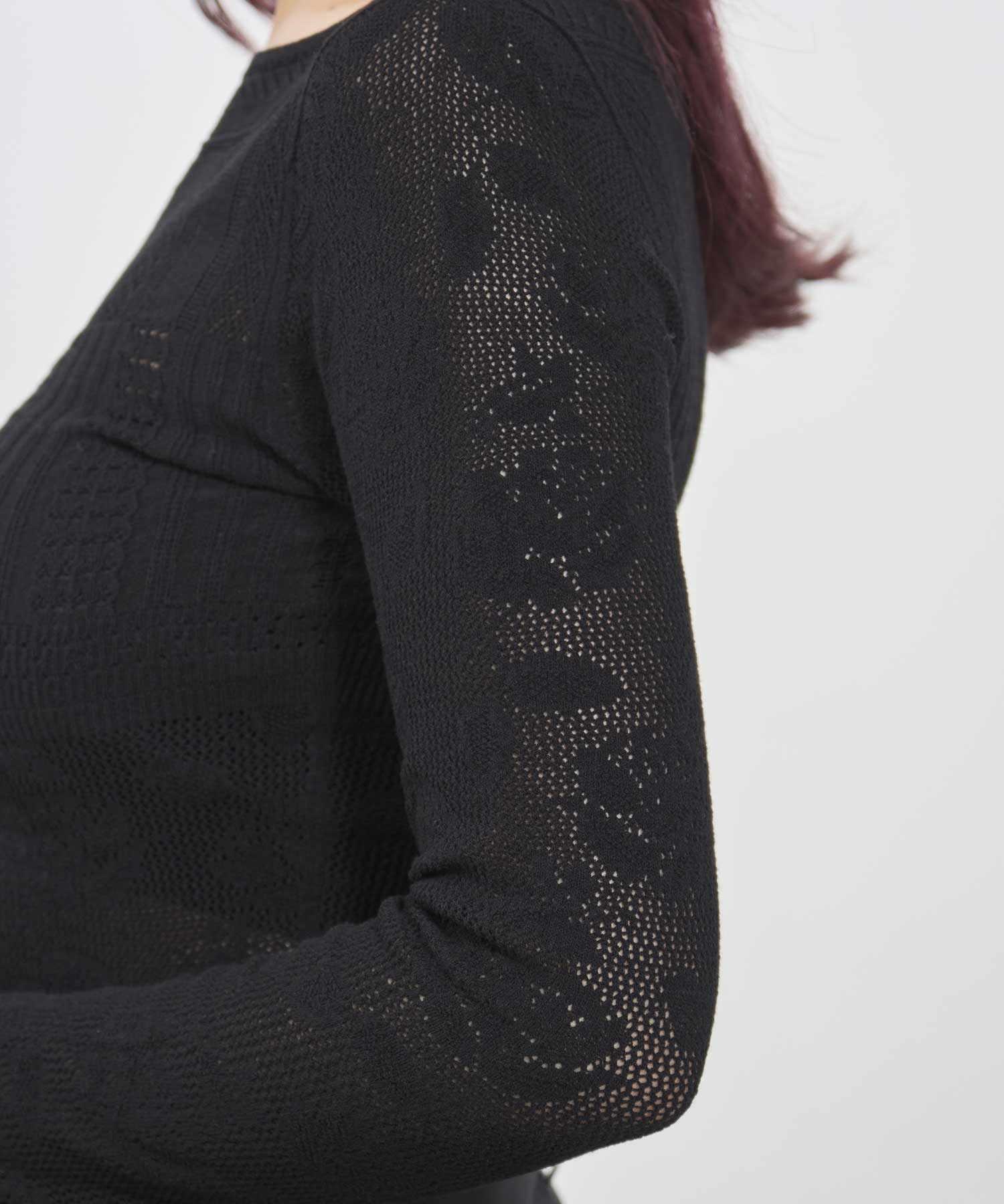 Rose pattern lace-knit bodysuit FETICO