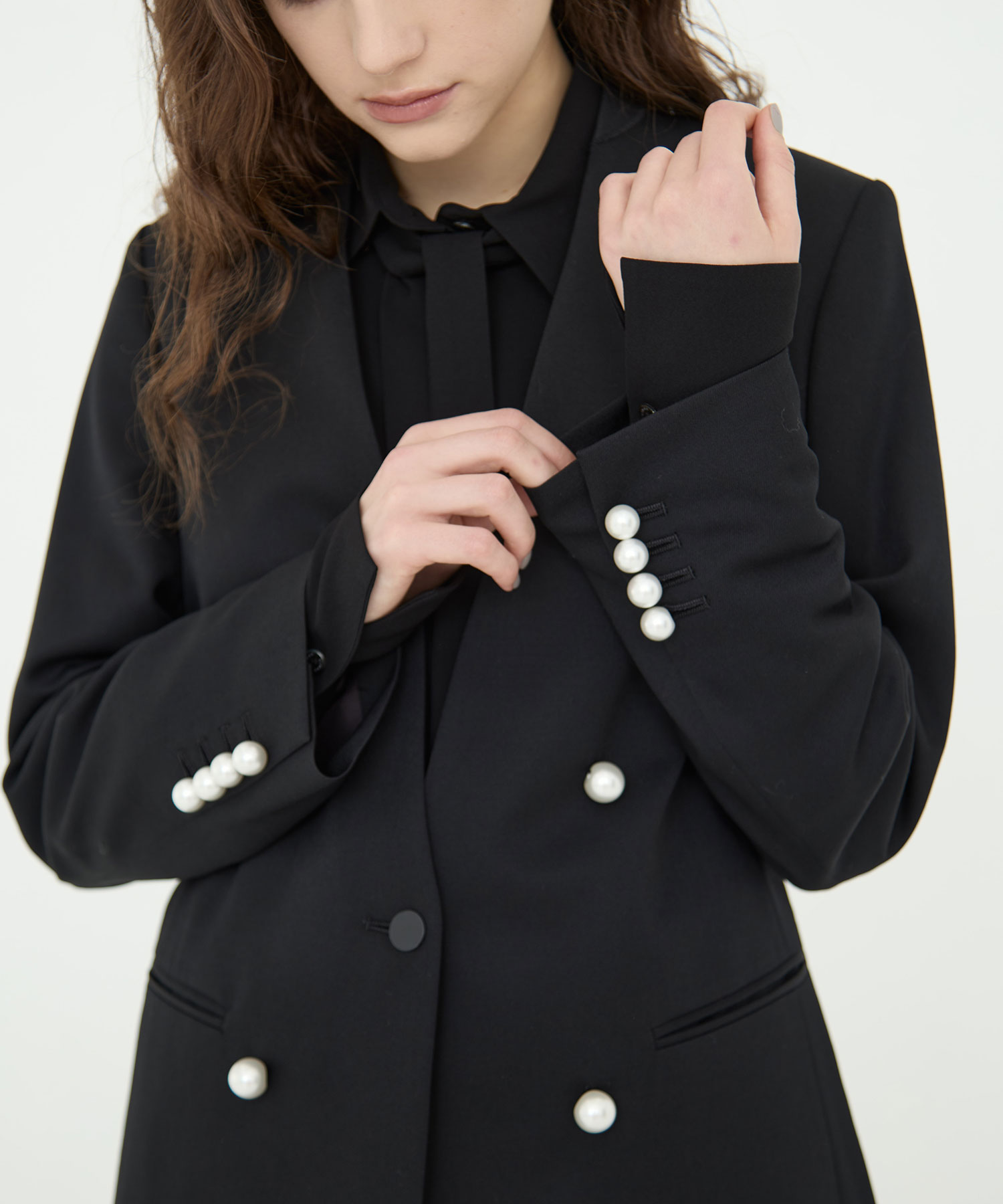 BLACK FORMAL NO COLLAR JACKET CINOH