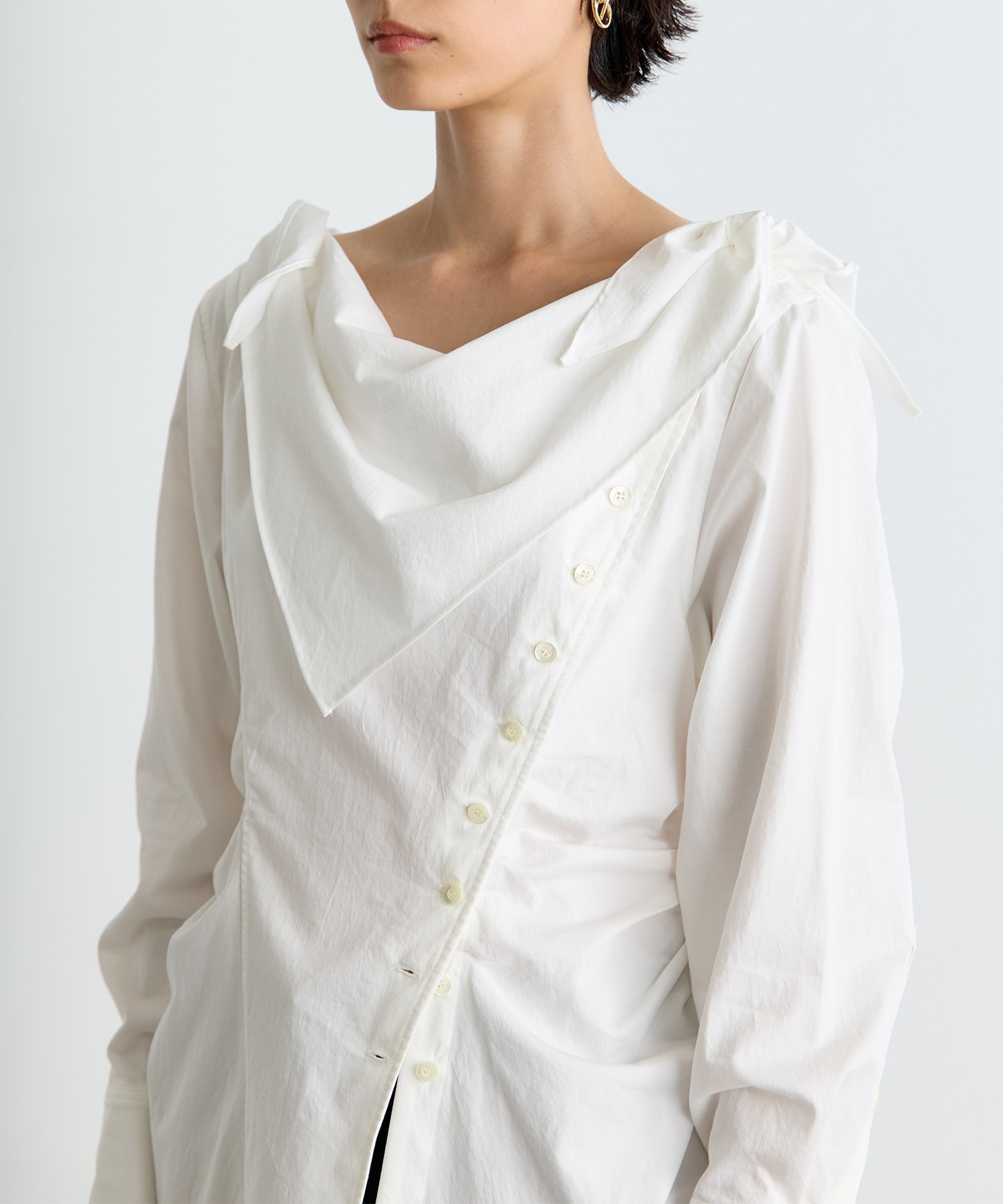 ORGANIC COTTON SCARF COLLAR BLOUSE FETICO