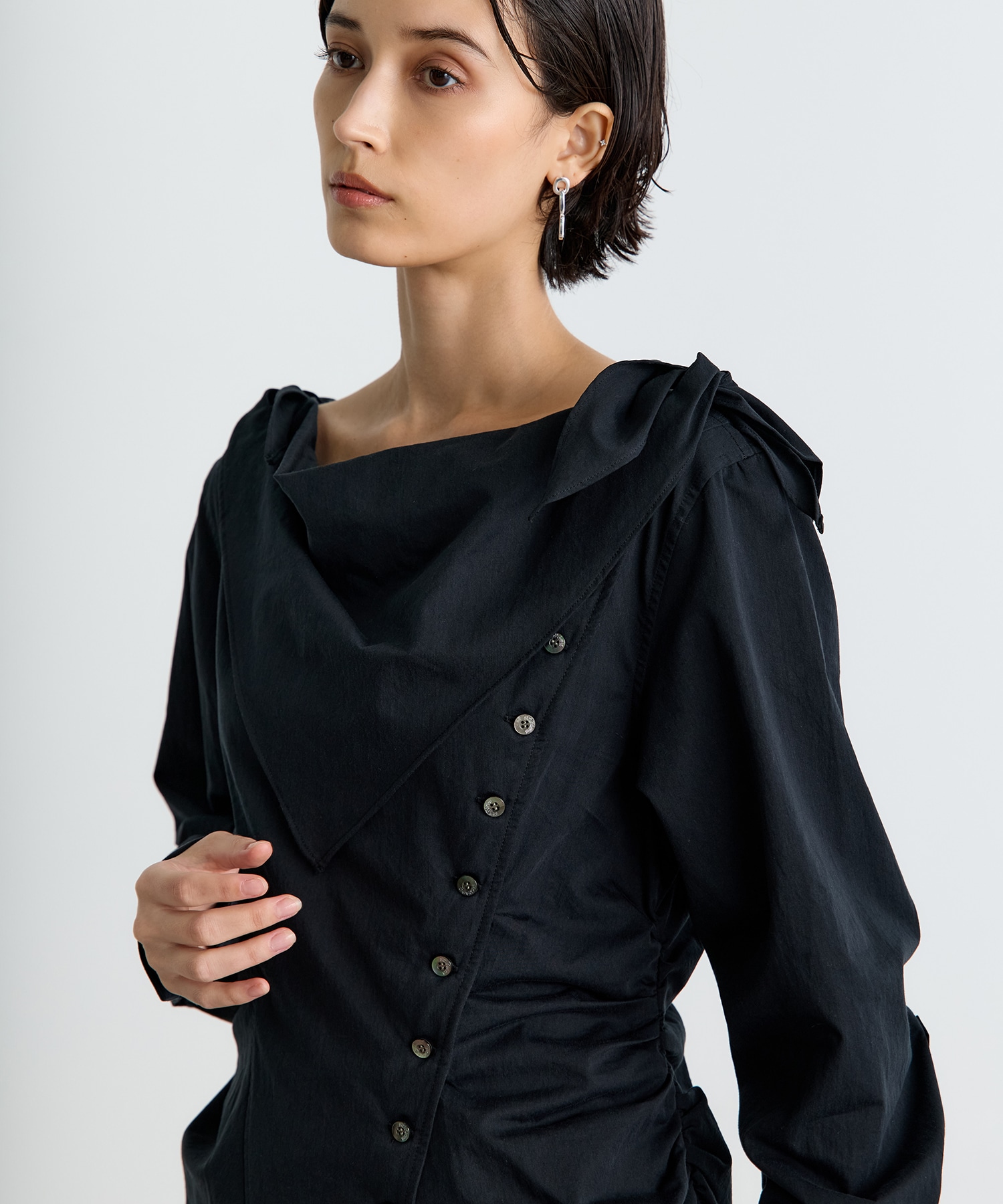 ORGANIC COTTON SCARF COLLAR BLOUSE FETICO