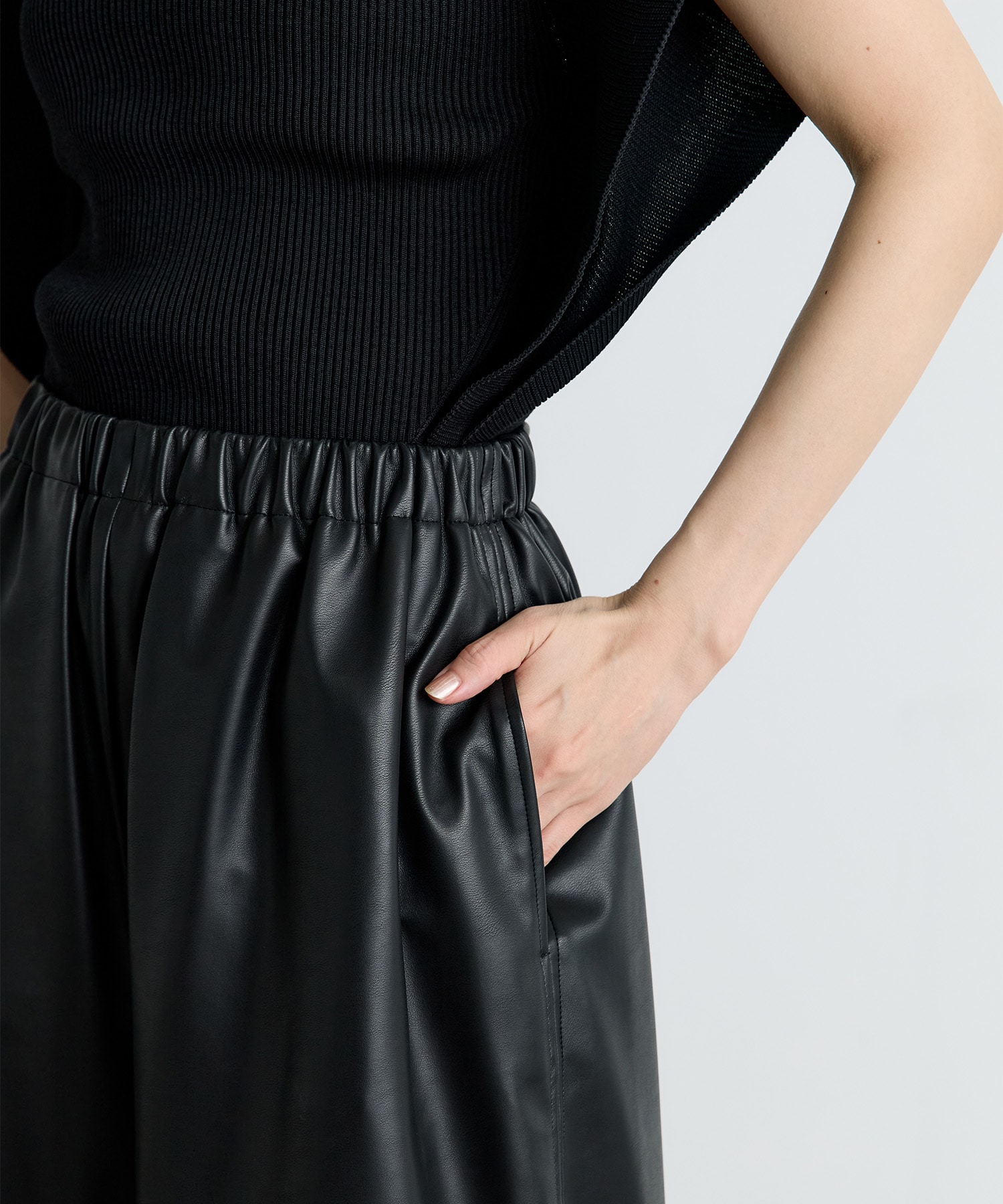 Synthetic Leather Wide Trousers IIROT