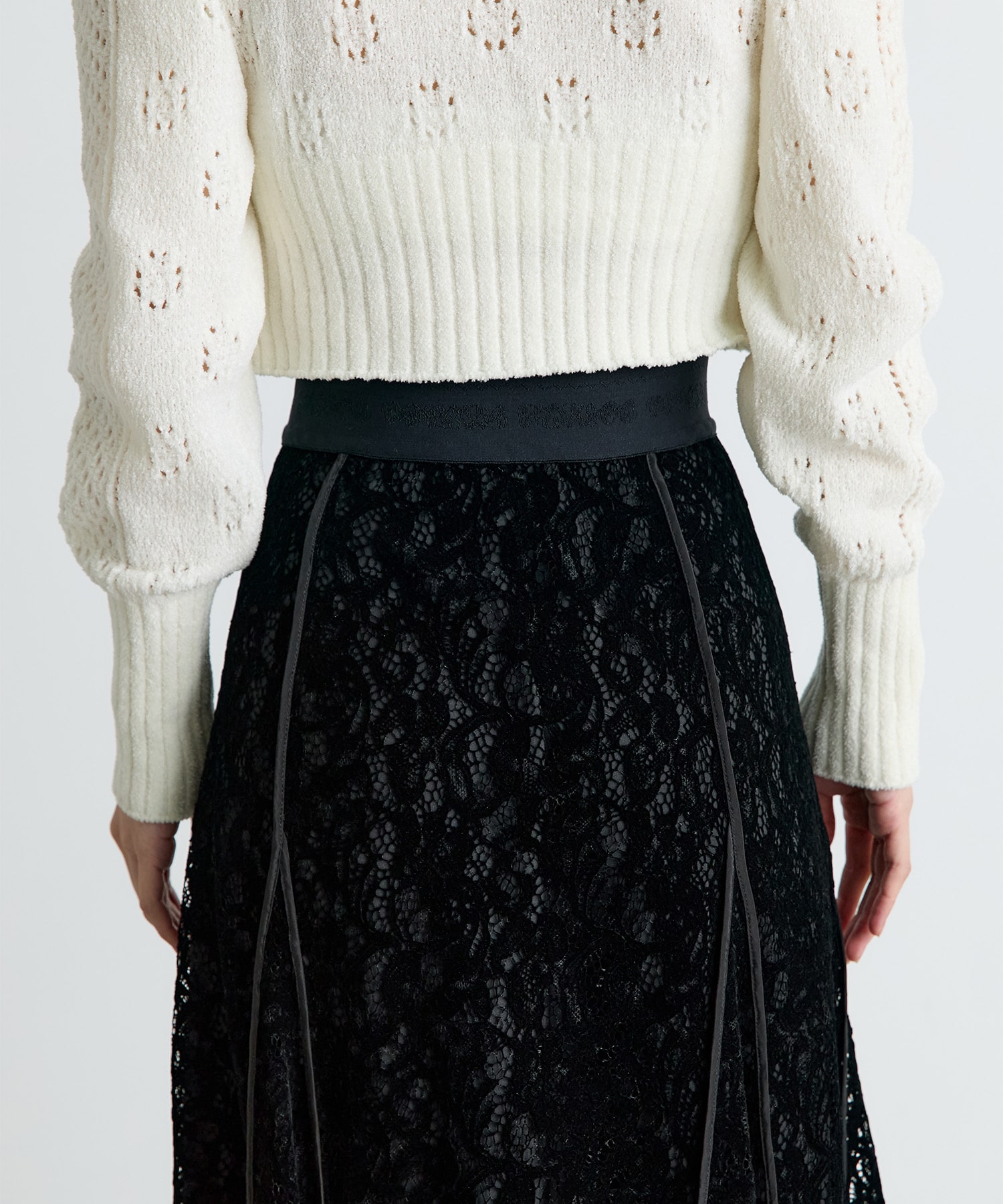 FLOCKED LACE FLARED SKIRT FETICO