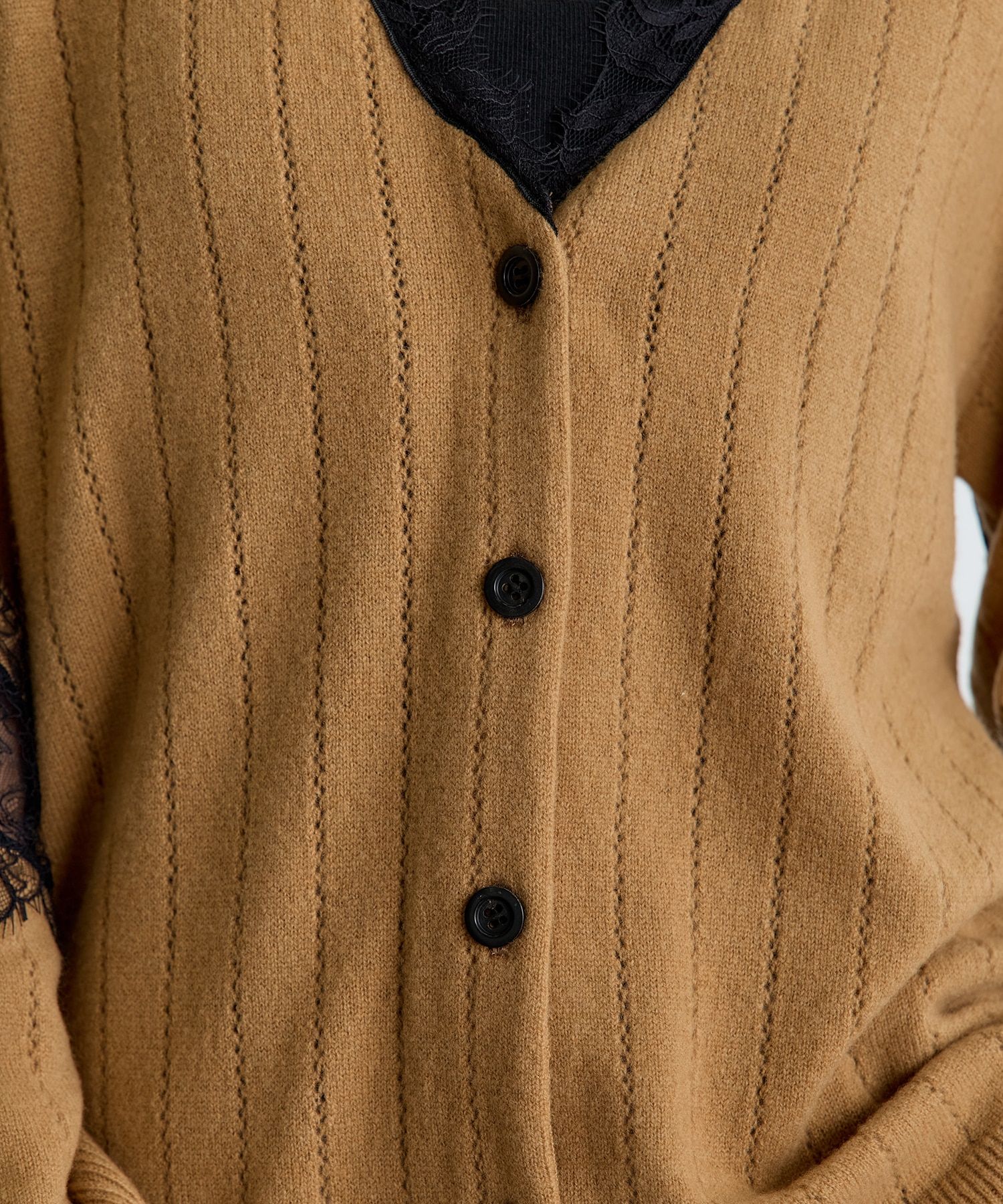 OVERSIZED HAIRY LACE PANELED KNIT CARDIGAN FETICO