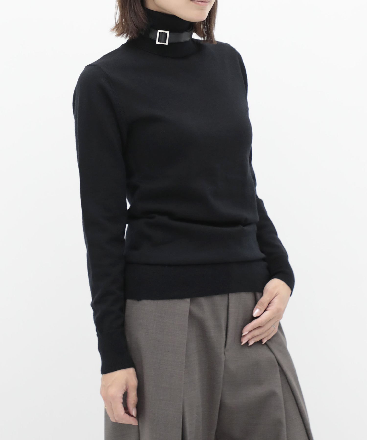 Belted High-Neck Sweater KEISUKEYOSHIDA