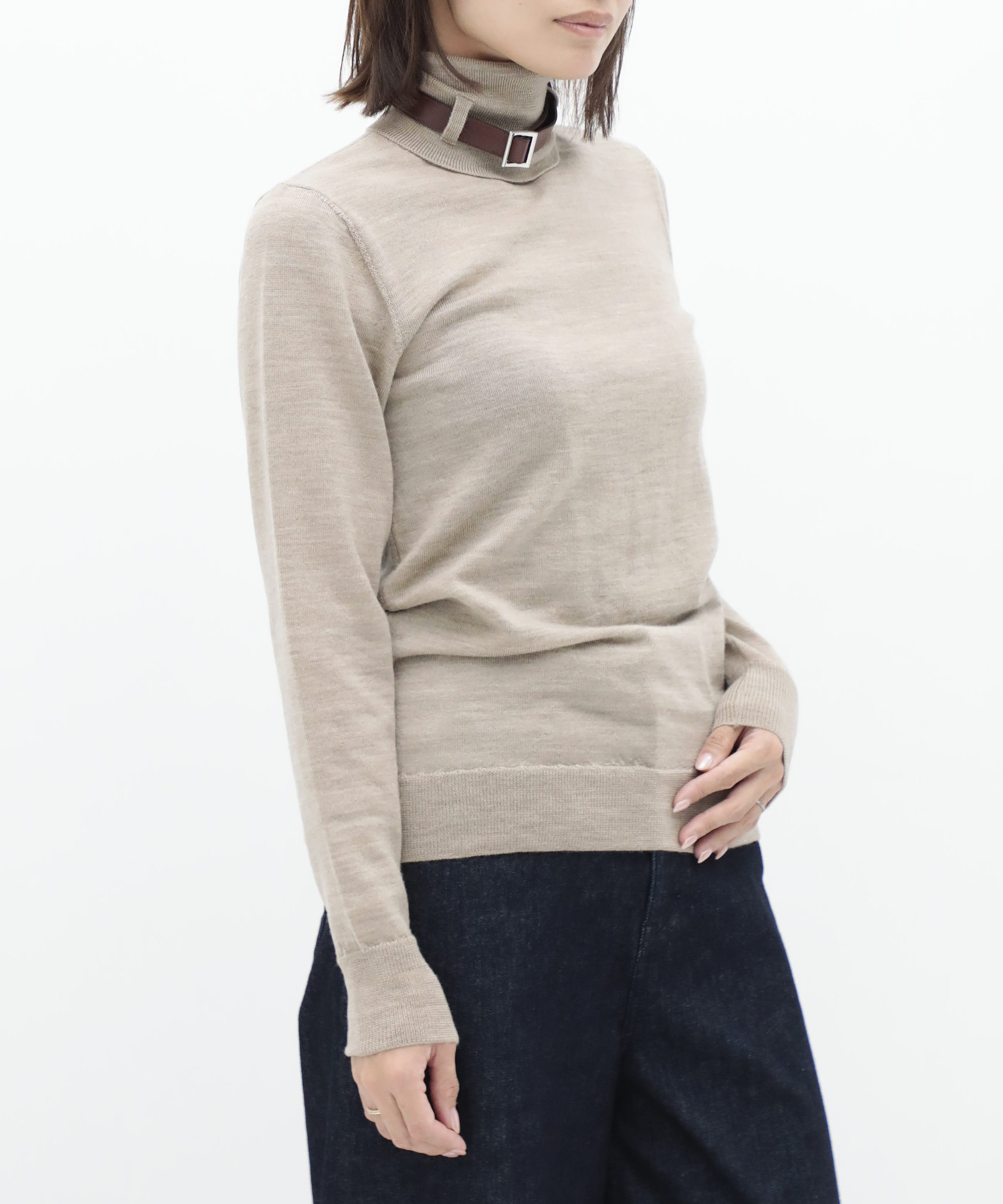 Belted High-Neck Sweater KEISUKEYOSHIDA