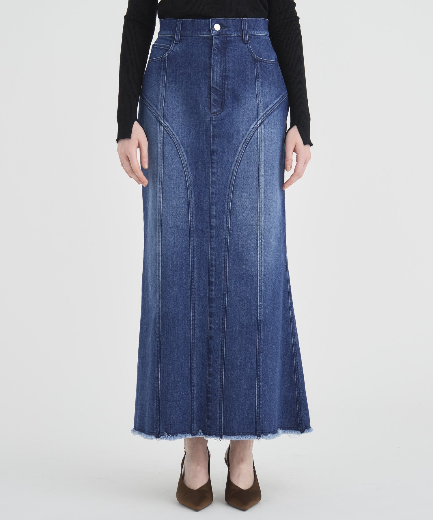 Cutting Stretch Denim Skirt RITAN