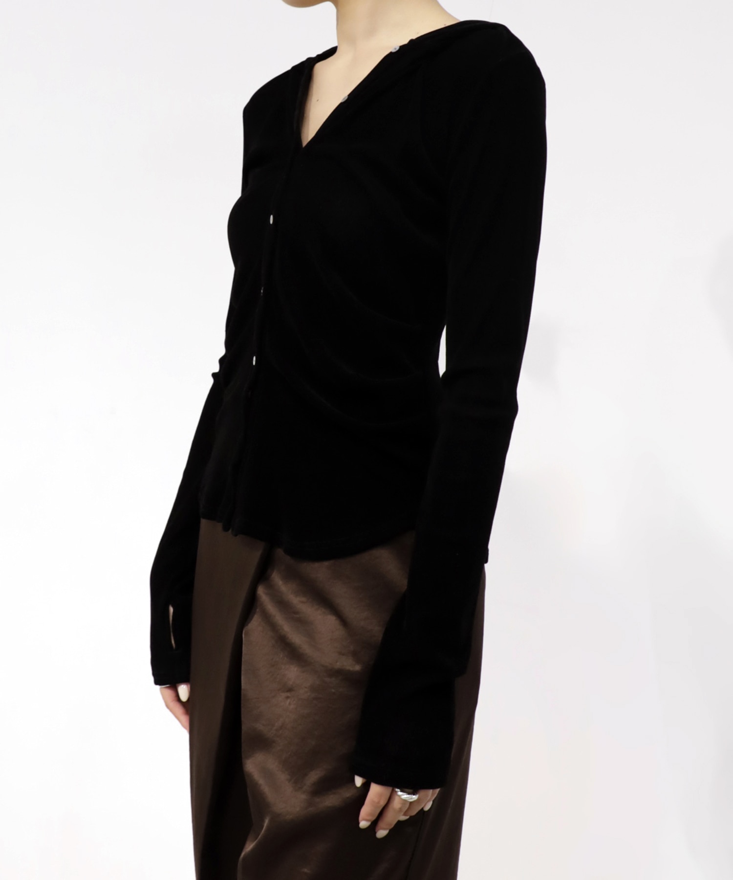 Velours Hoodie Cut Tops RITAN