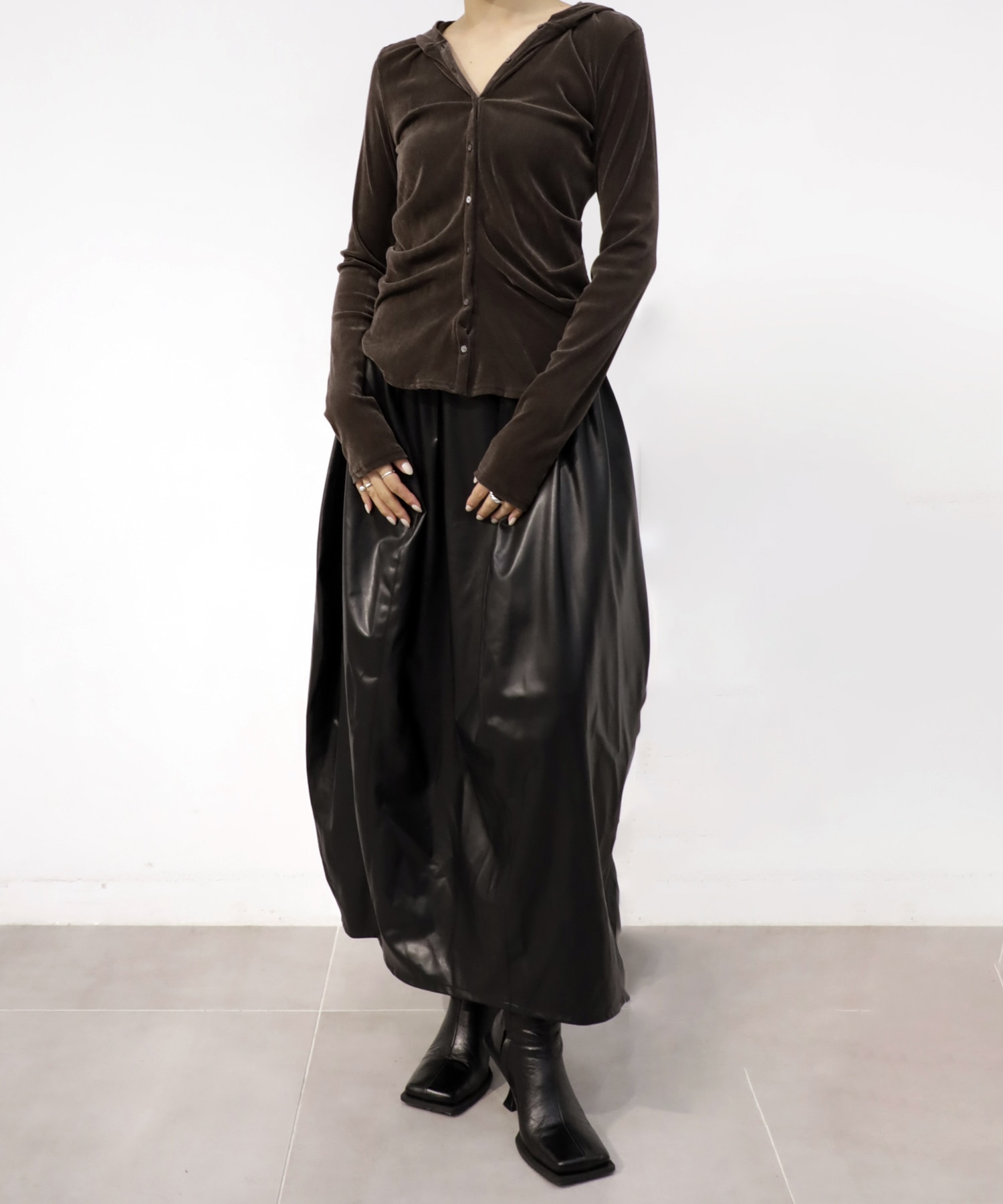 Velours Hoodie Cut Tops RITAN