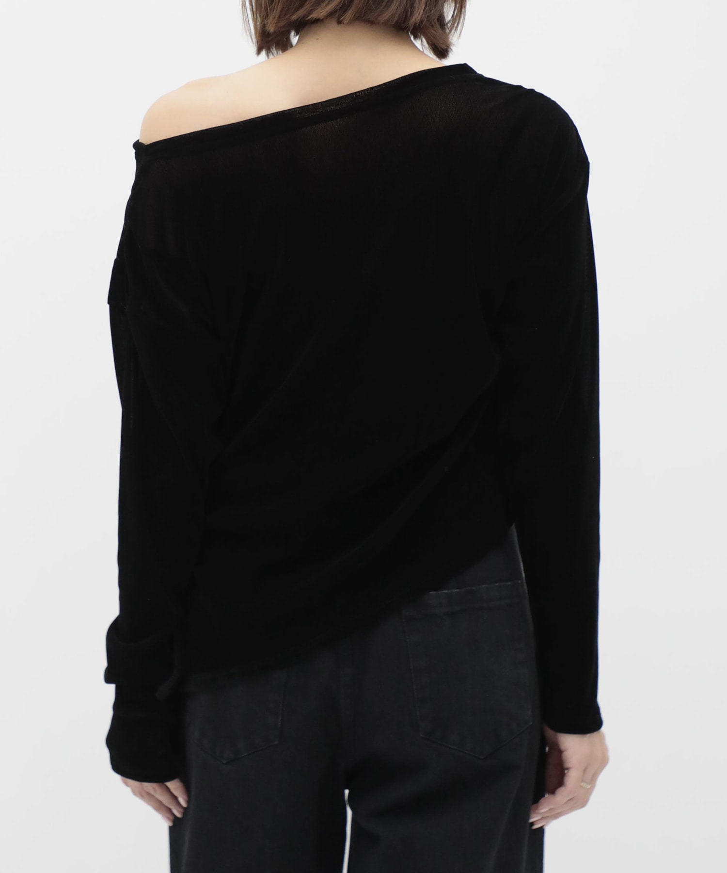 Velour One Shoulder Long T-Shirt RITAN