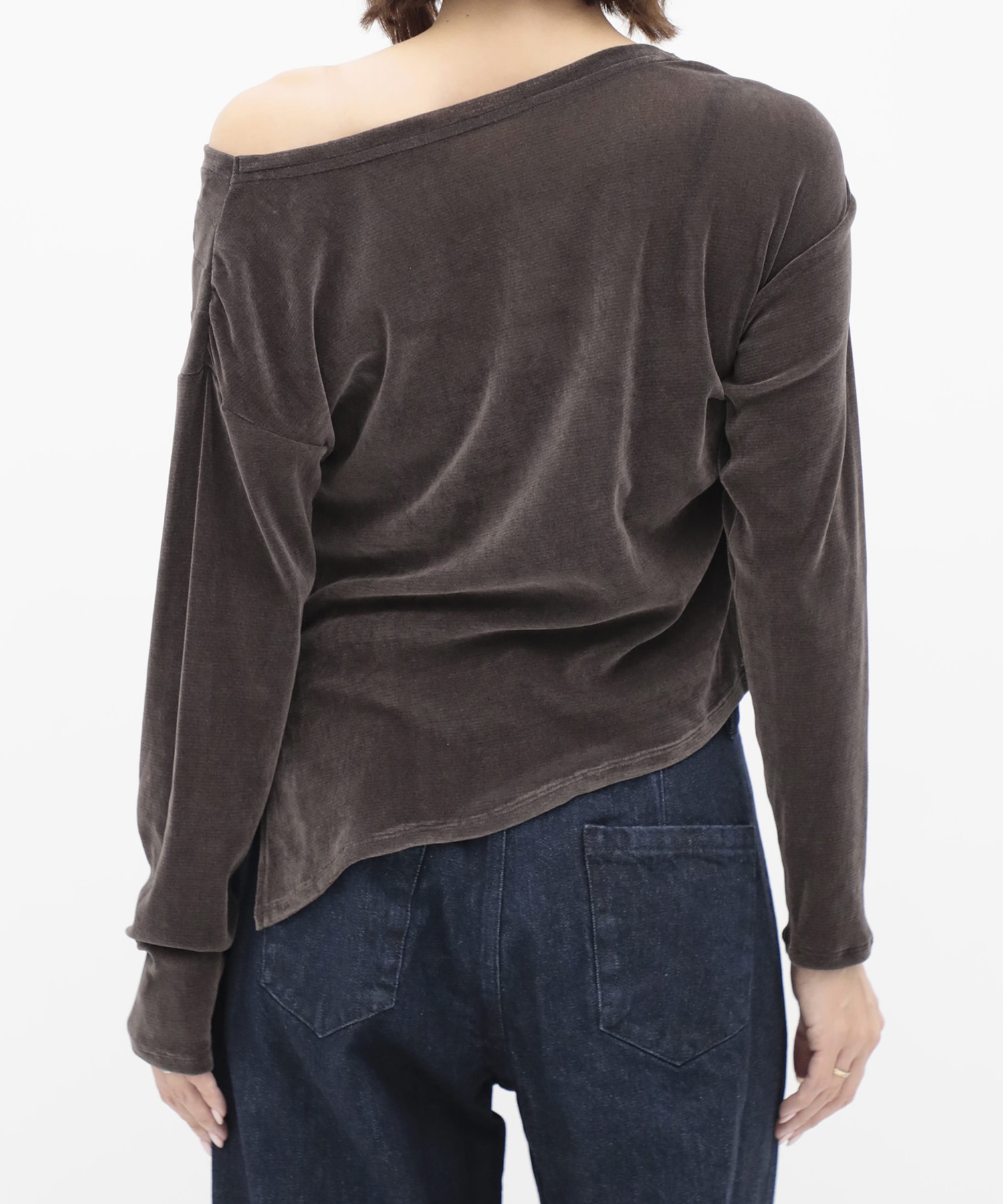 Velour One Shoulder Long T-Shirt RITAN