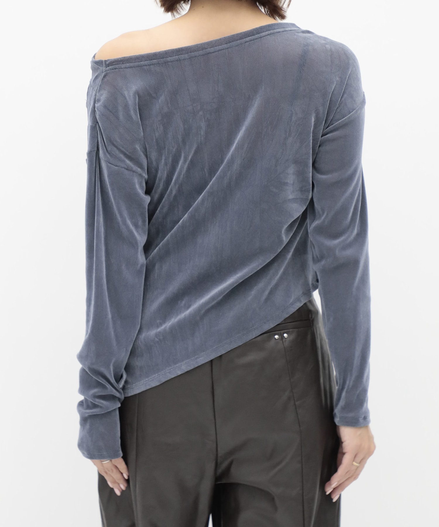 Velour One Shoulder Long T-Shirt RITAN