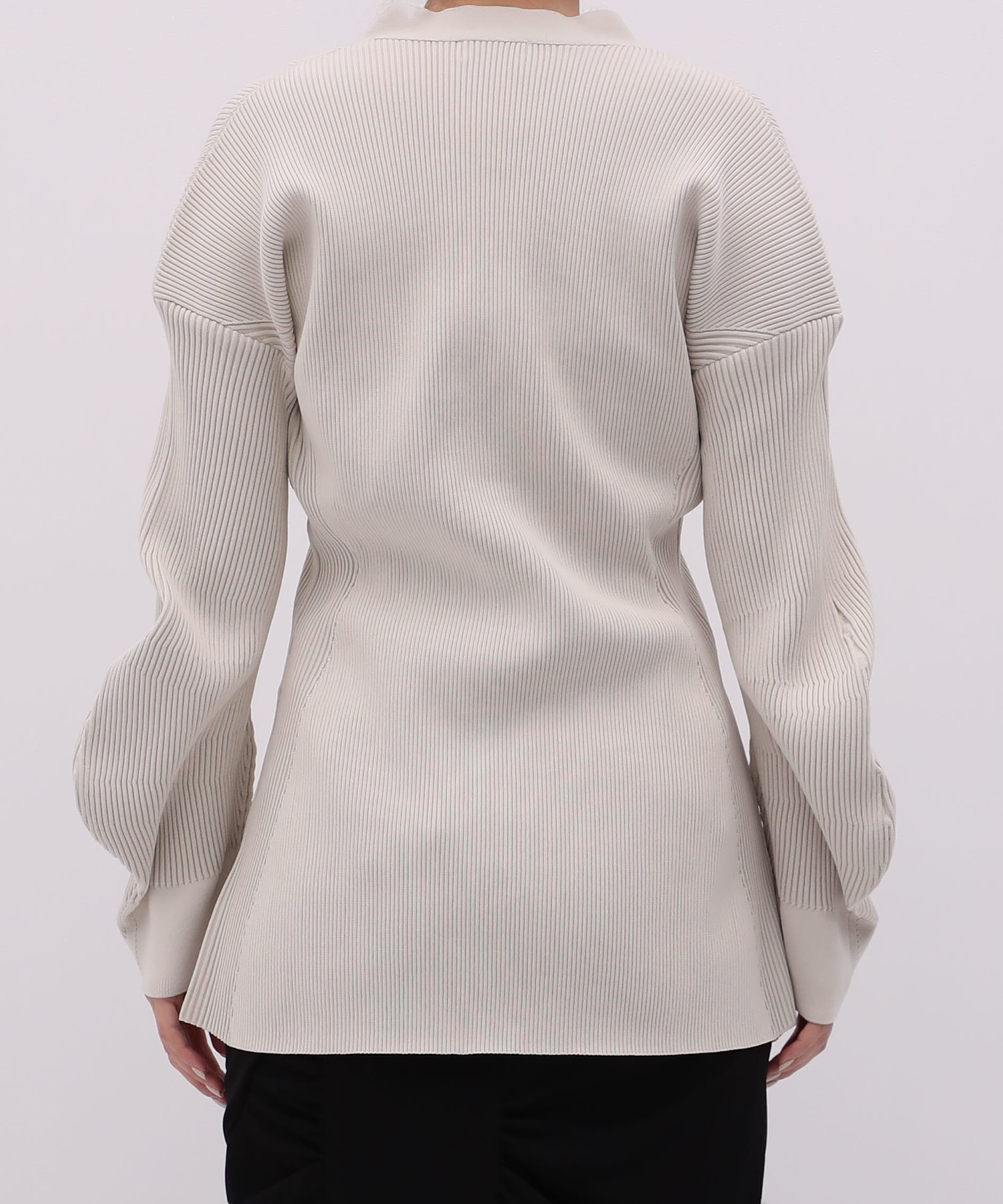 Arch Sleeve Rib Knit Cardigan RITAN