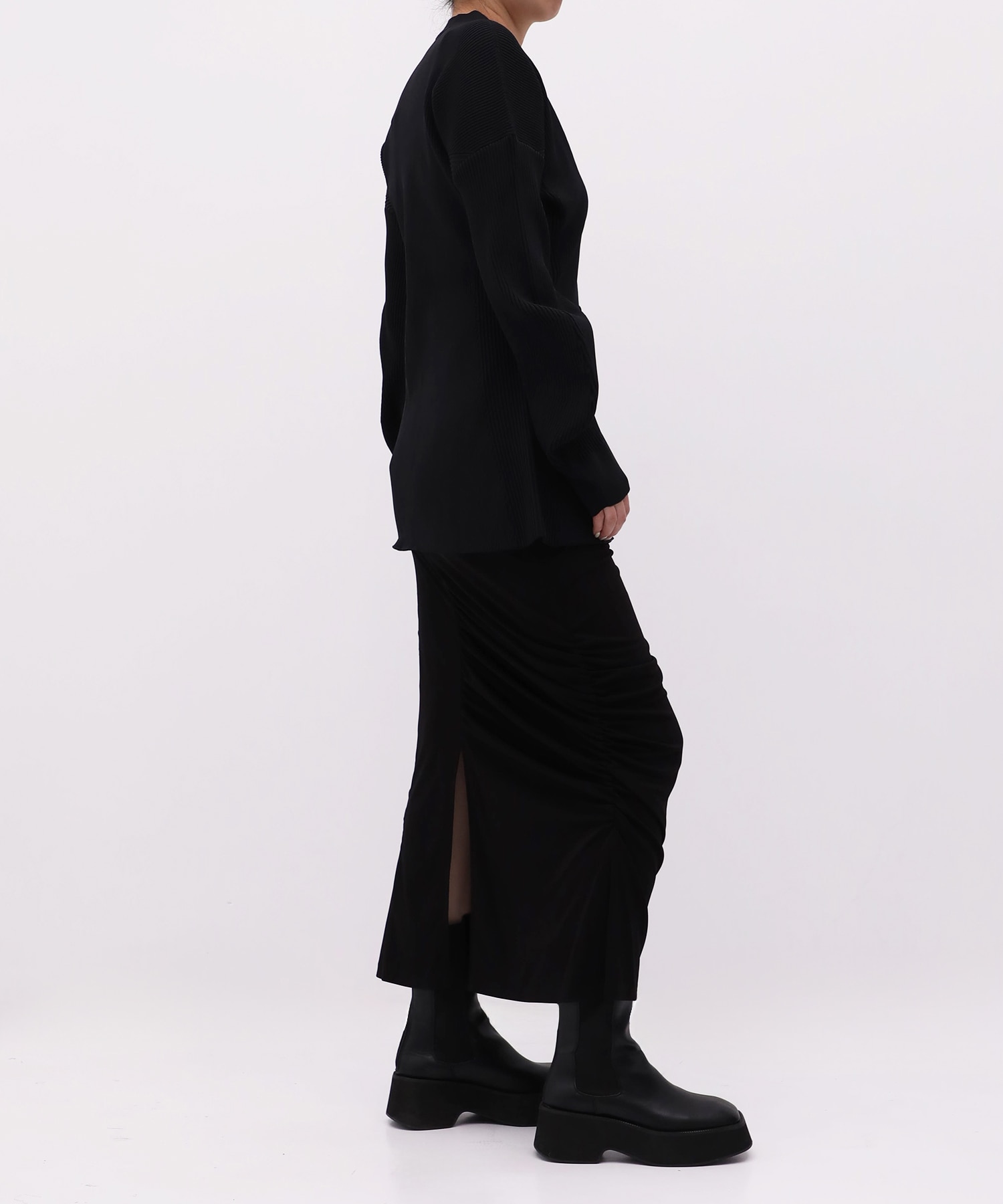 Arch Sleeve Rib Knit Cardigan RITAN