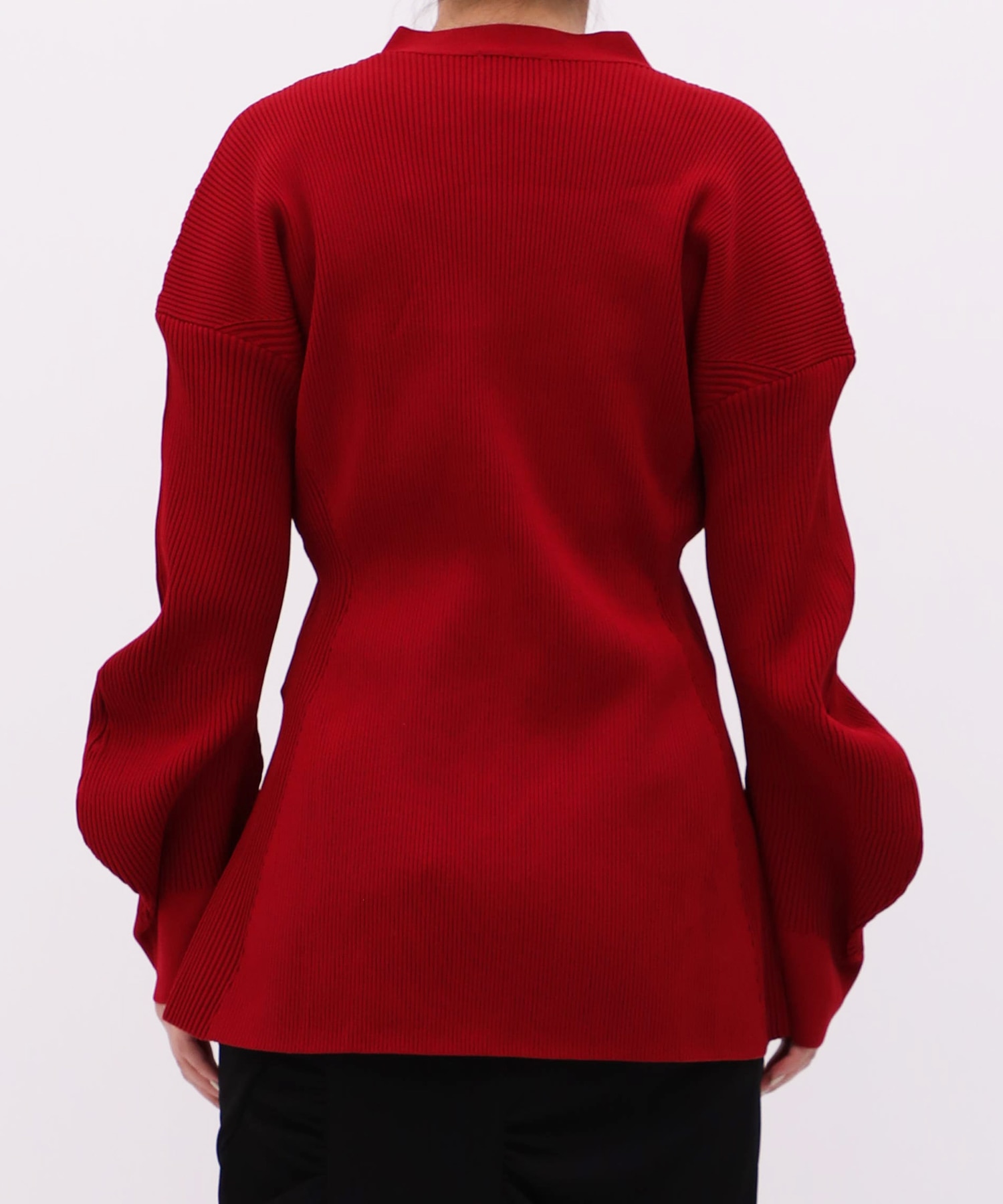 Arch Sleeve Rib Knit Cardigan RITAN