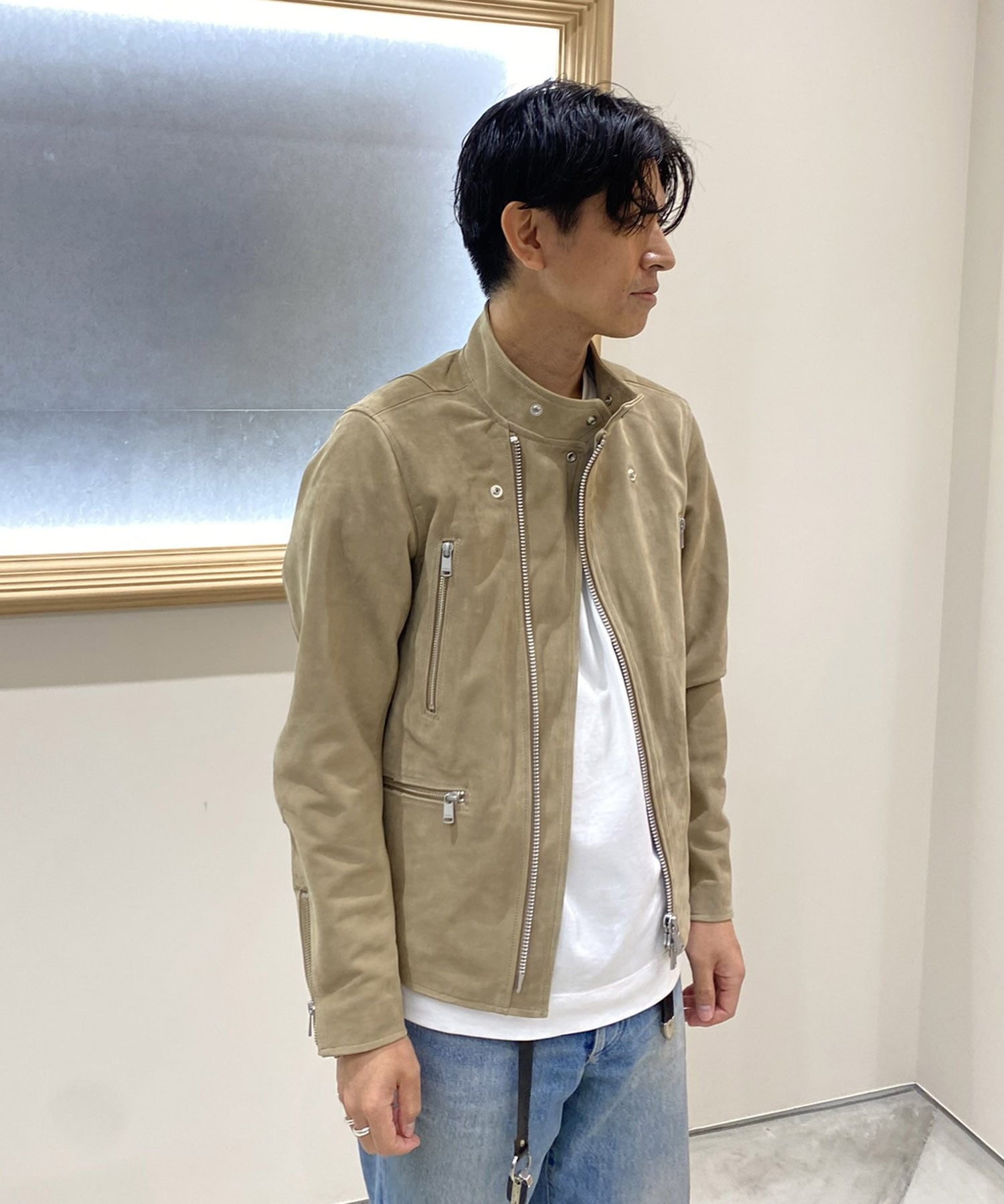 nonnative RIDER BLOUSON COW LEATHER ベージュ - ライダースジャケット