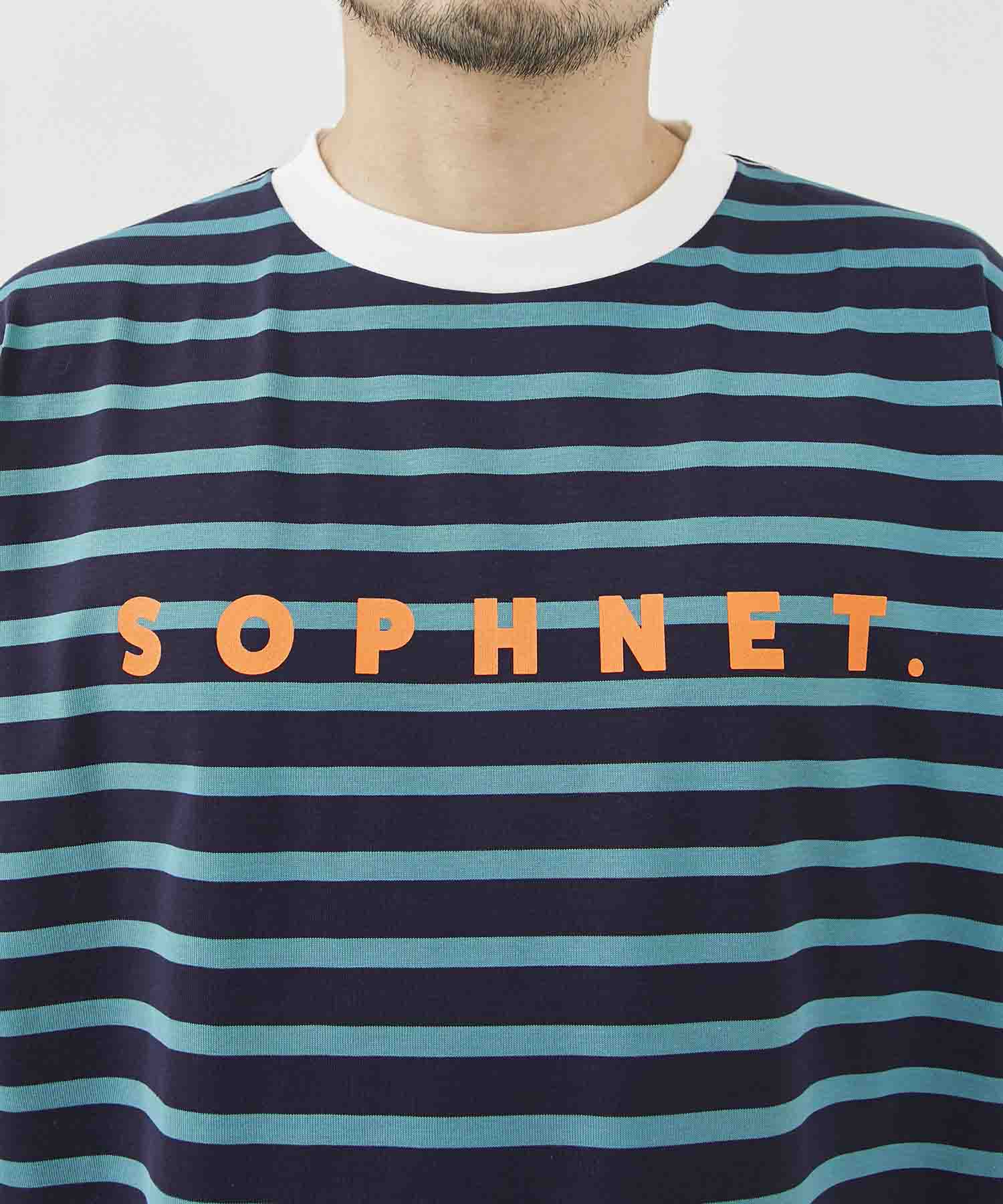 SOPHNET. LOGO S/S BORDER TEE(S GREEN): SOPHNET.: MEN｜THE TOKYO