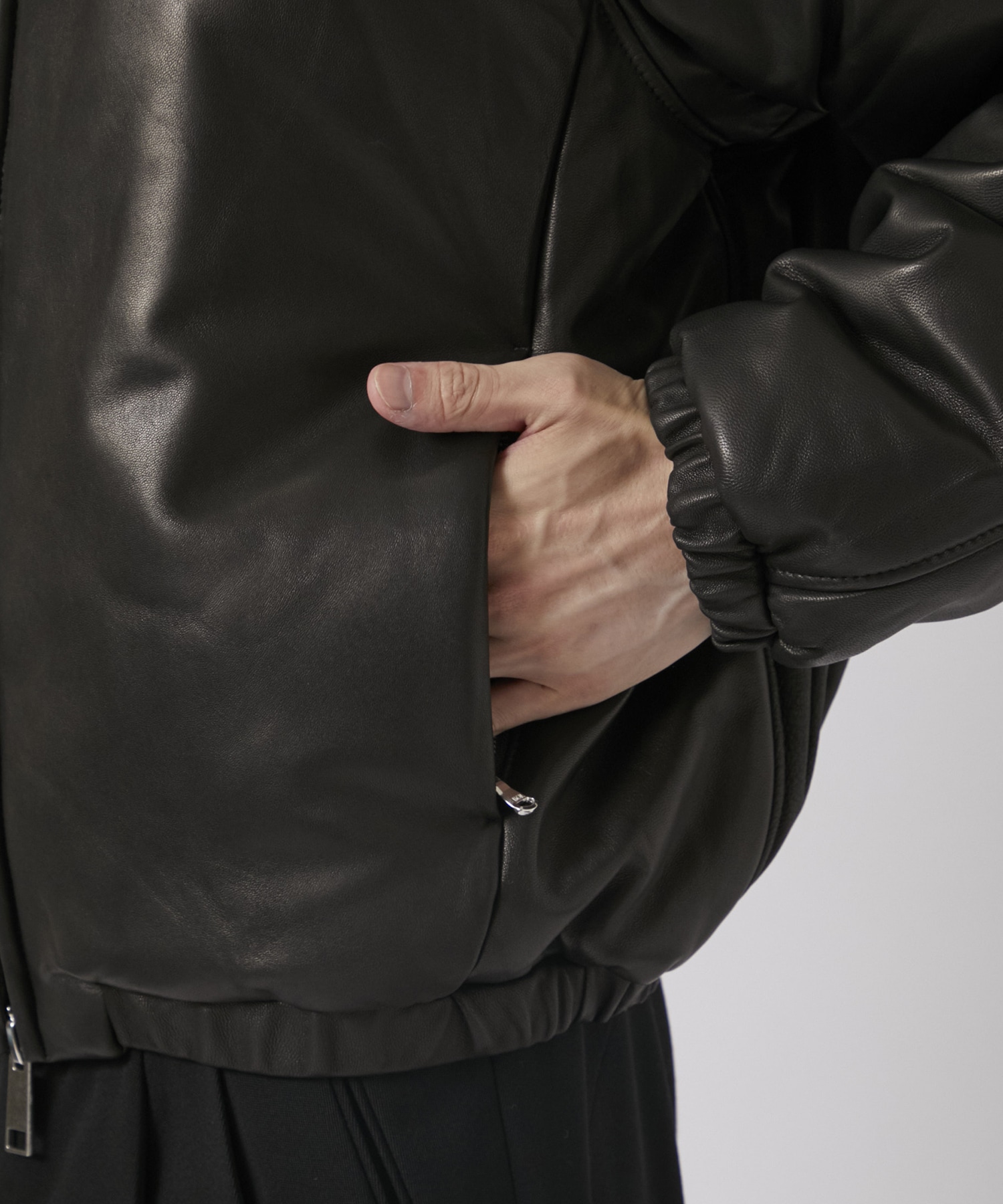 LEATHER PUFFER BLOUSON YOKE