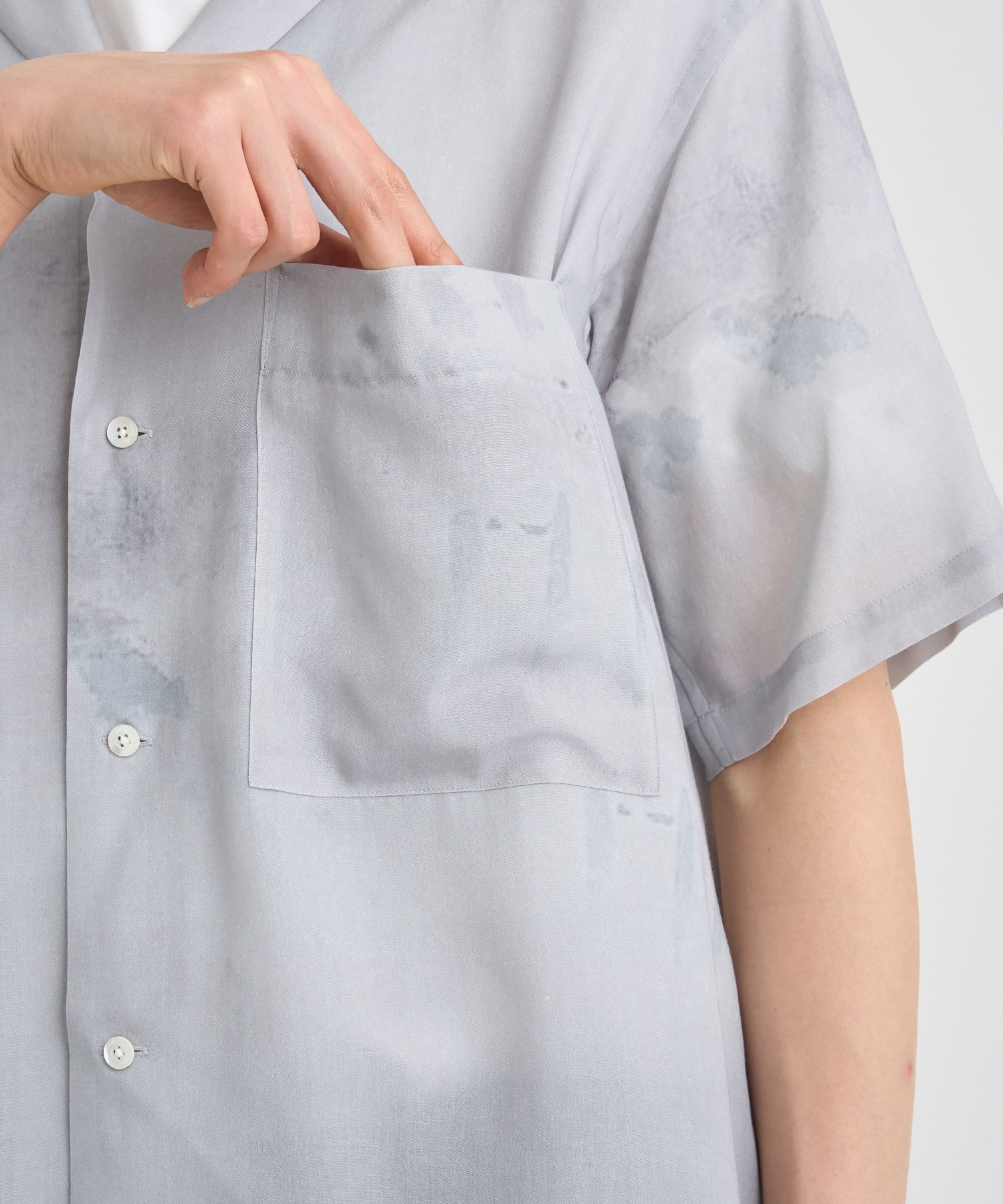 LANDSCAPE PRINTED OPEN COLLAR SHIRT YOKE