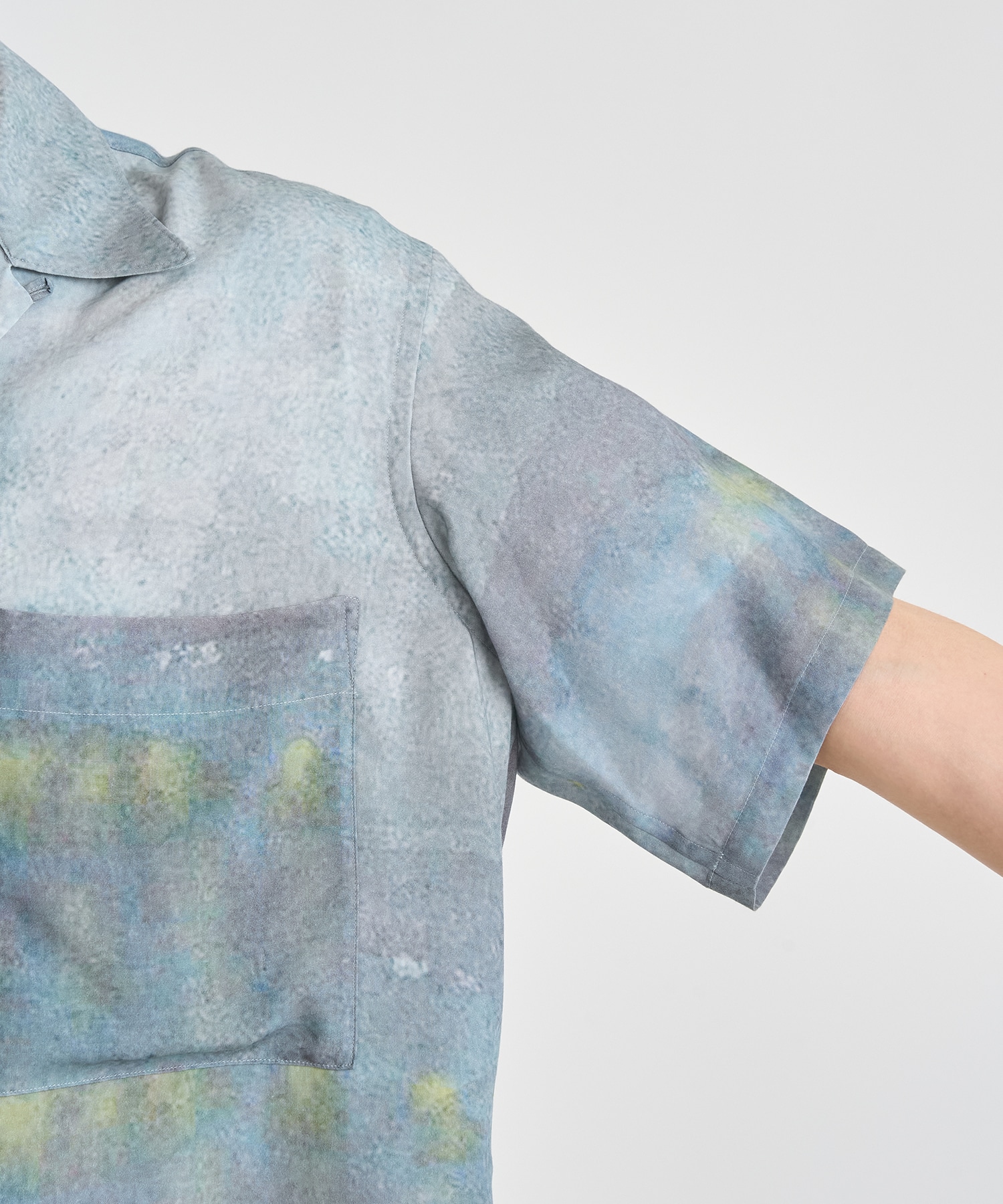LANDSCAPE PRINTED OPEN COLLAR SHIRT YOKE