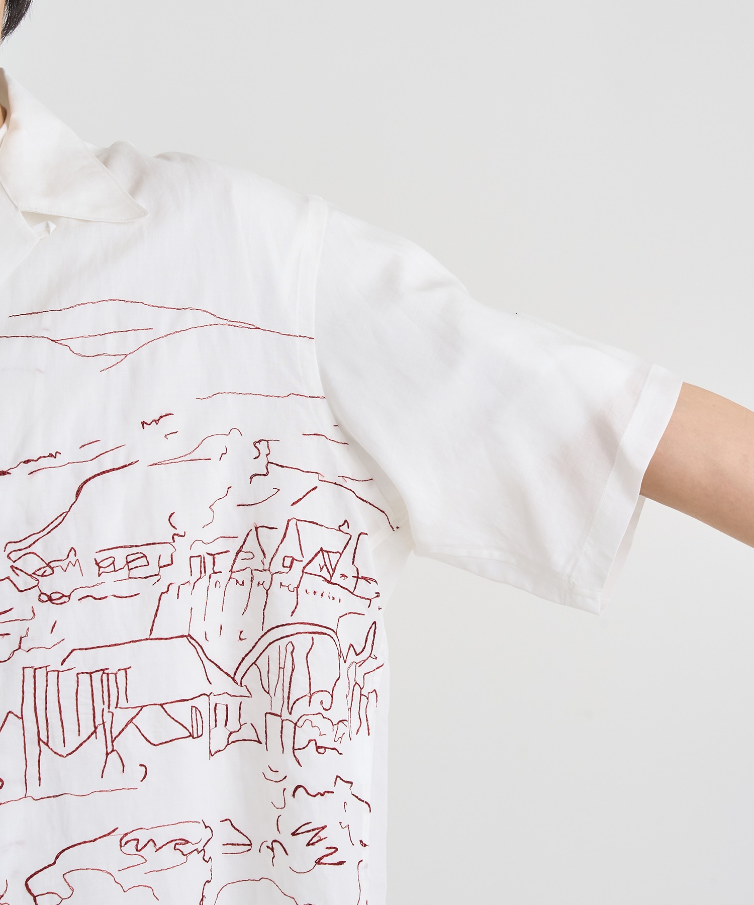 EMBROISERY OPEN COLLAR SHIRT YOKE