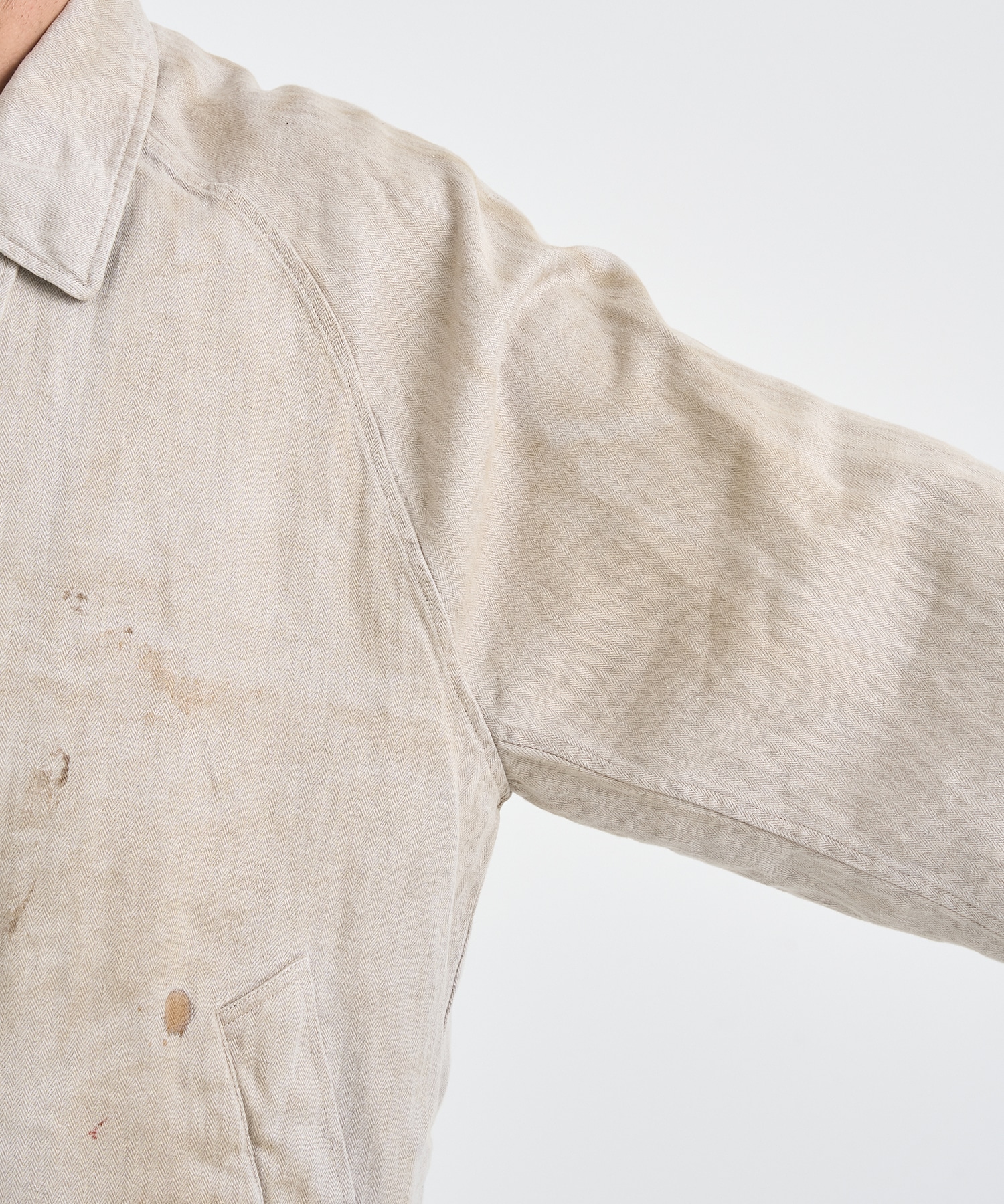 HEAVY LINEN HERRINGBONE ZIP JACKET ssstein