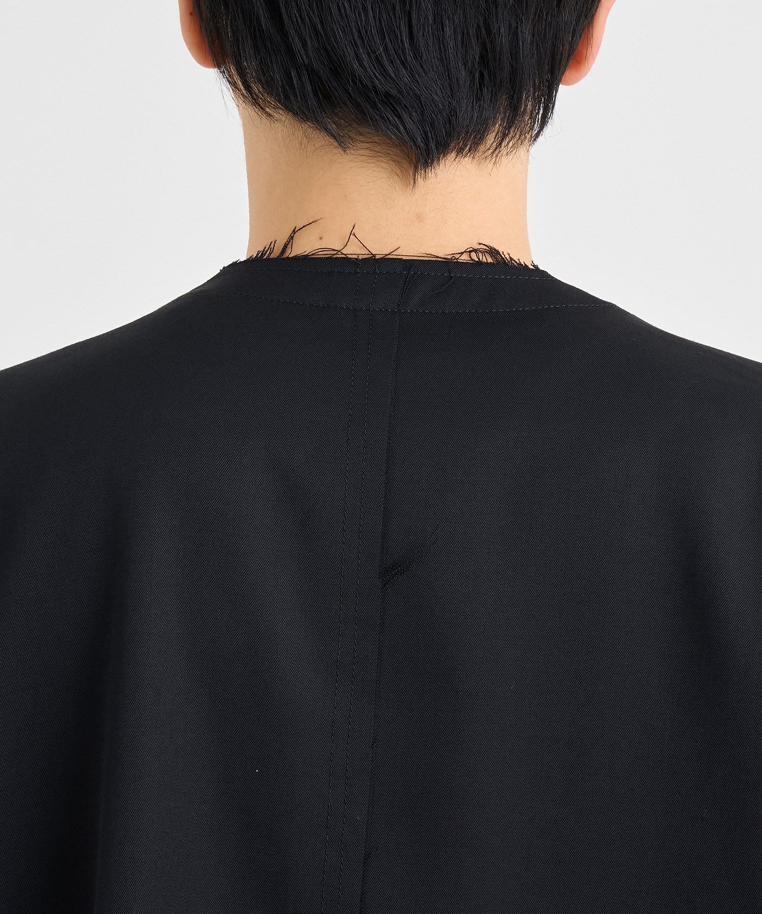 No-collar wool gabardine jacket 