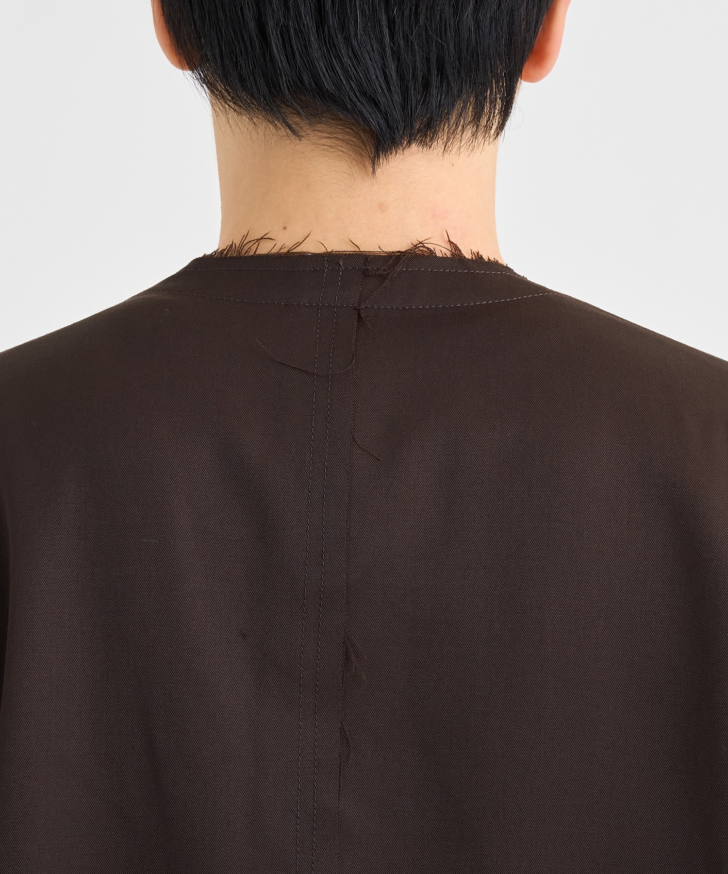 No-collar wool gabardine jacket 