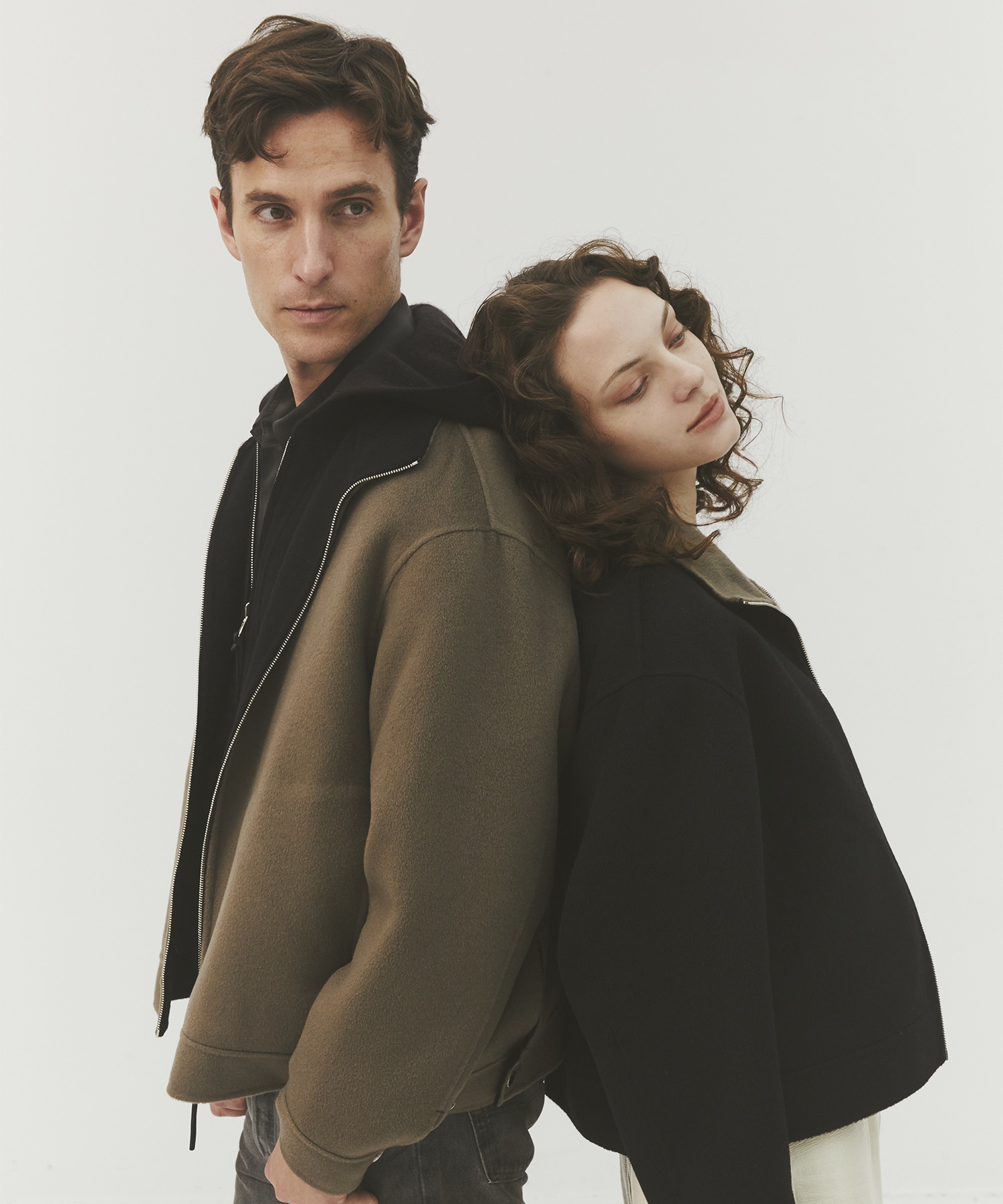 CASHMERE REVERSIBLE STAND ZIP BLOUSON 