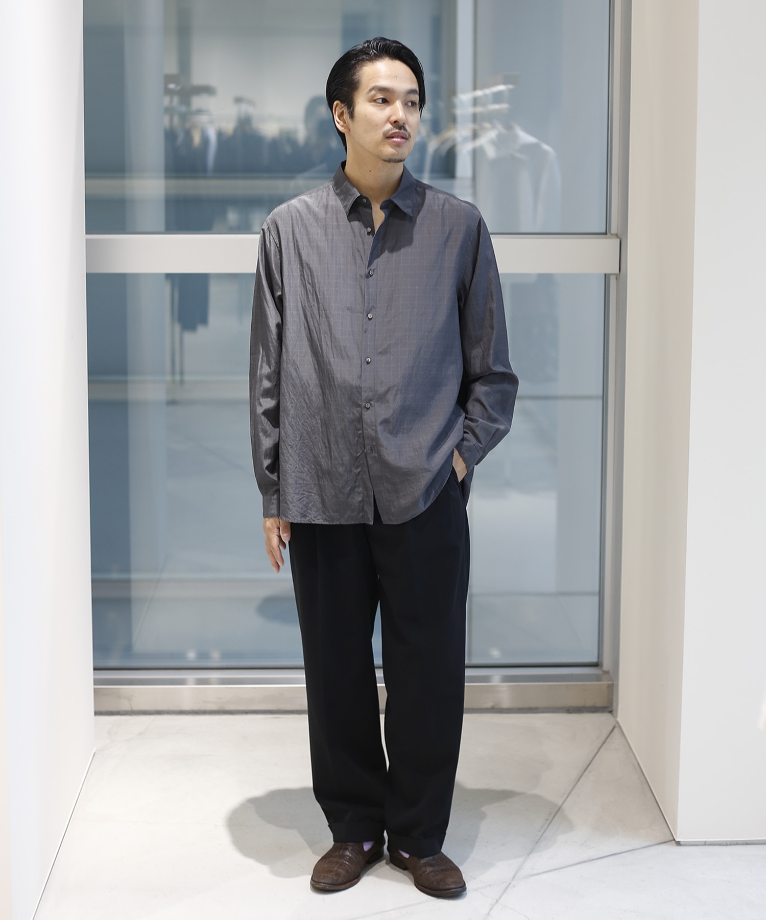 SILK α L/S Check Shirt SILK α