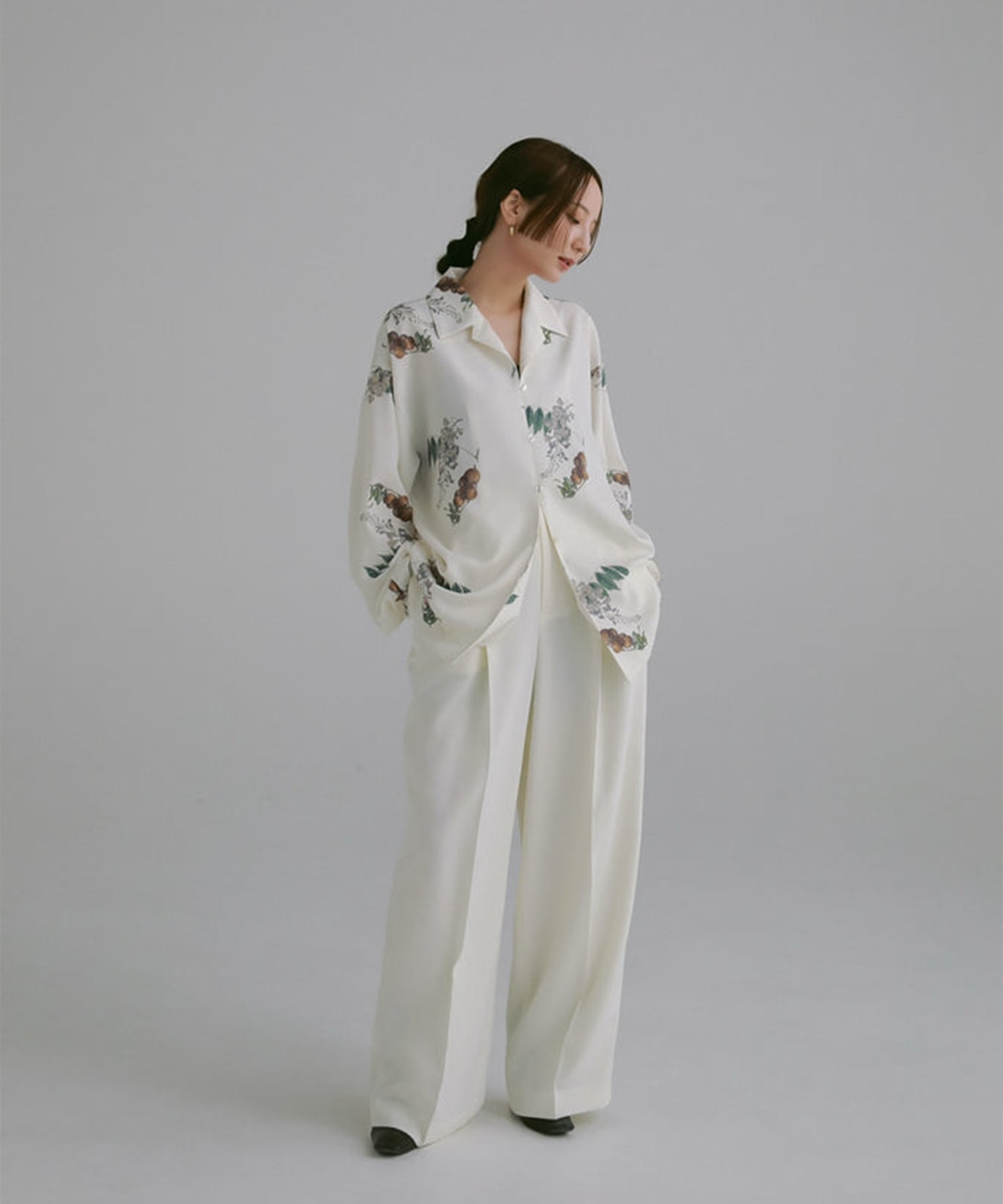 botanical open collar shirts Louren