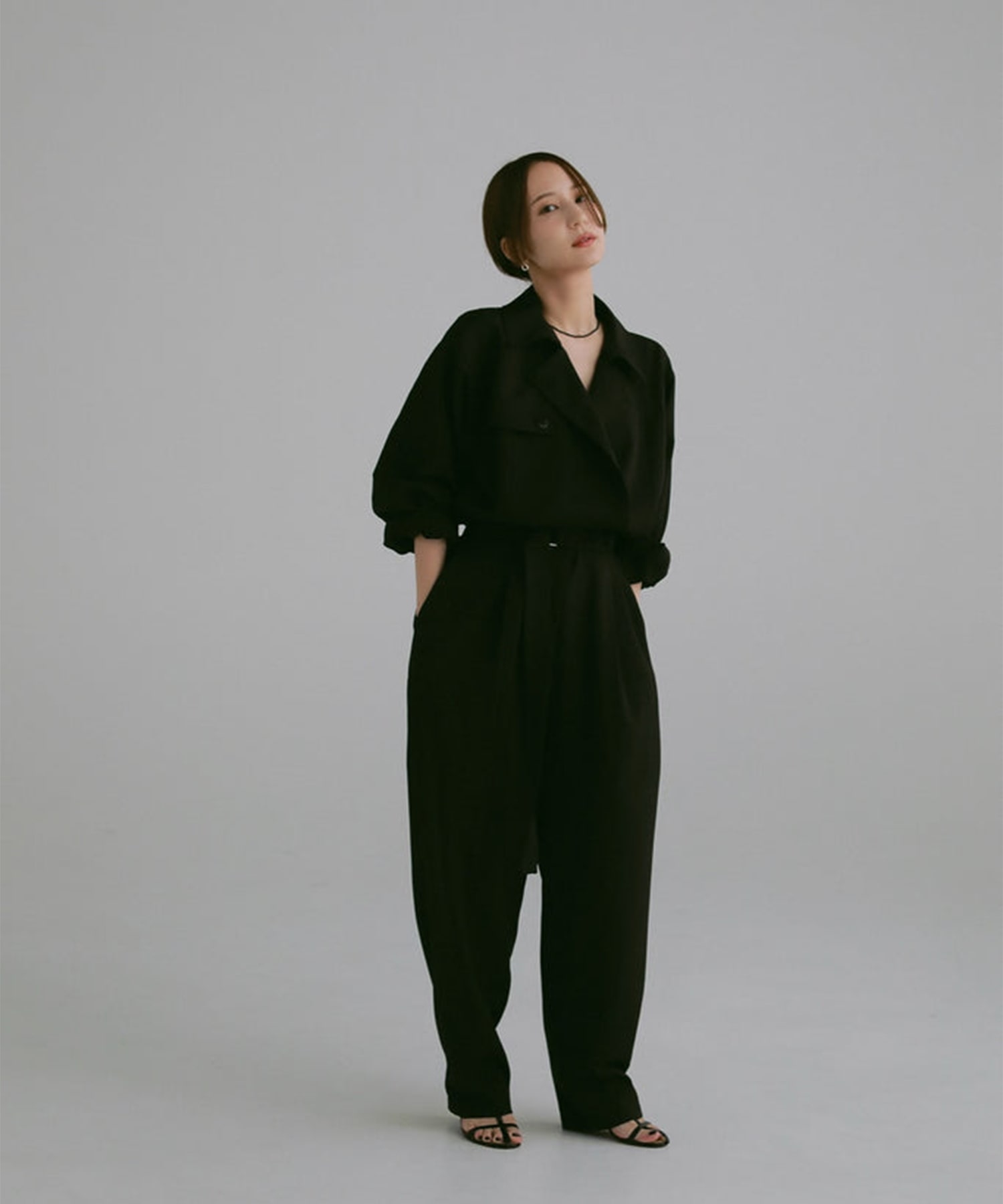 trench collar jumpsuit Louren