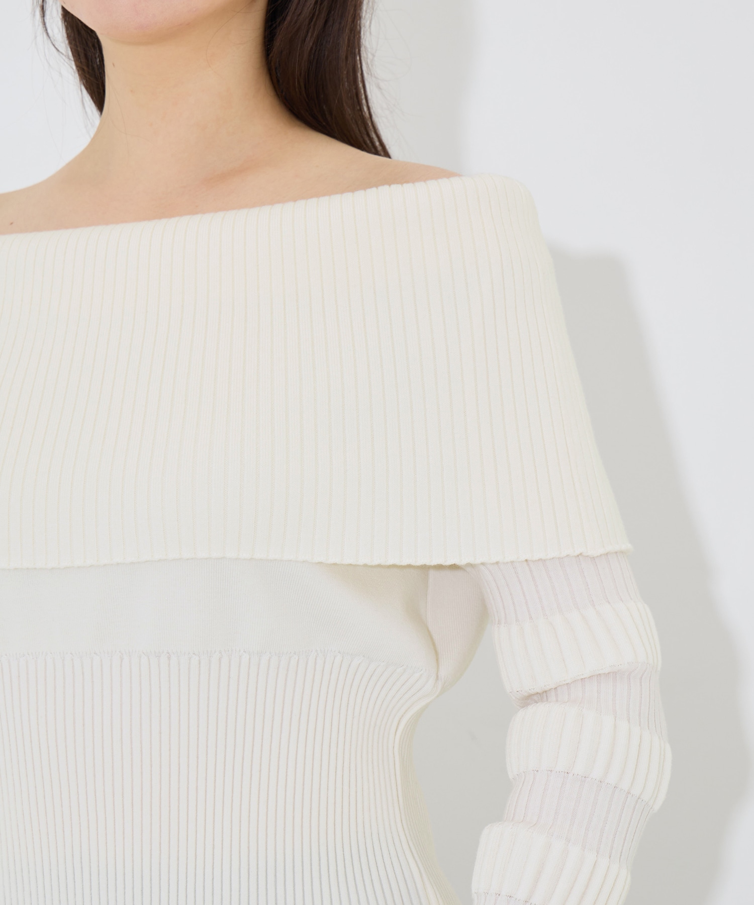 別注 STRIPE KNIT OFF-SHOULDER TOP FETICO