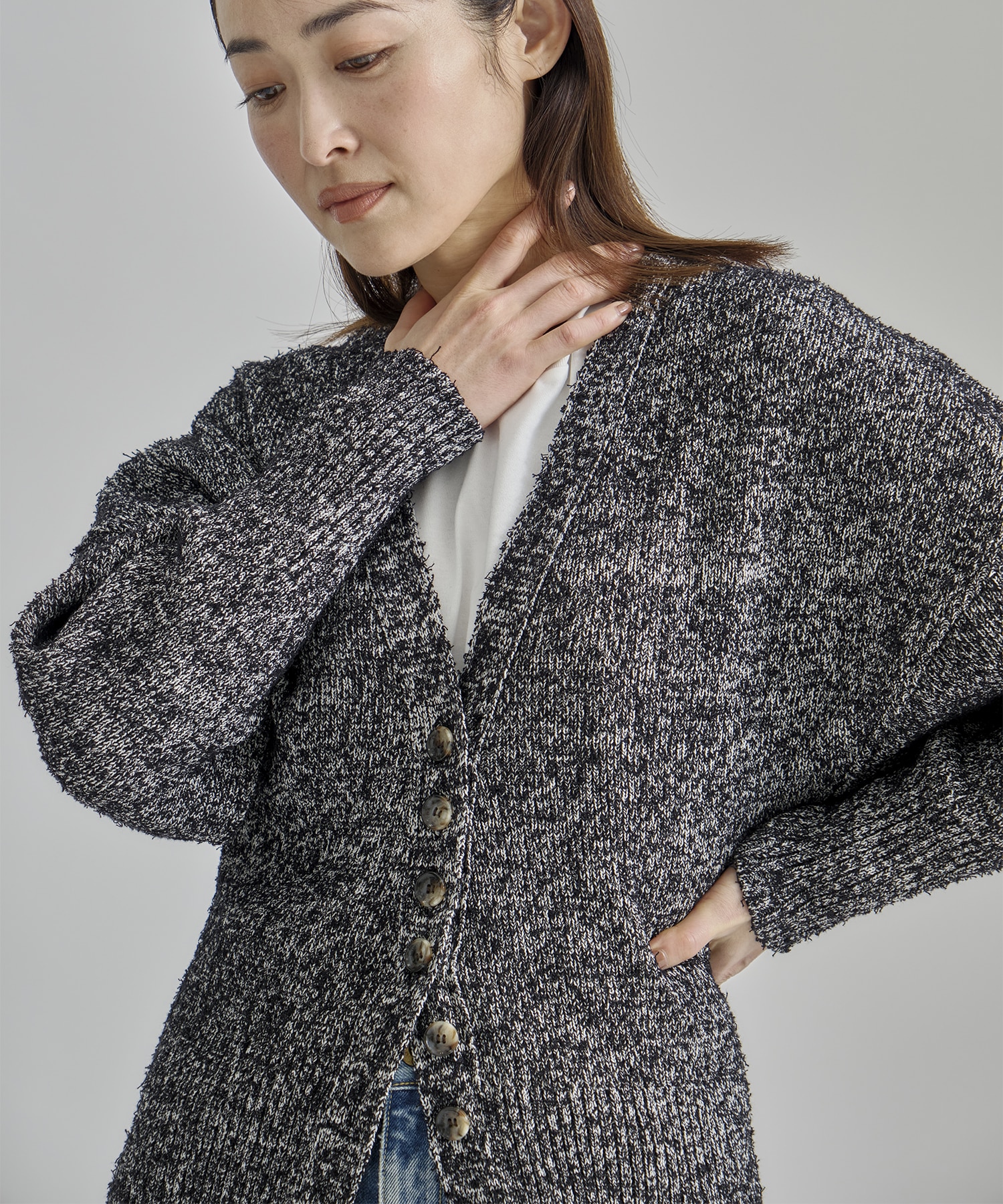 別注 Tweed Like Knit Cardigan AKIRANAKA