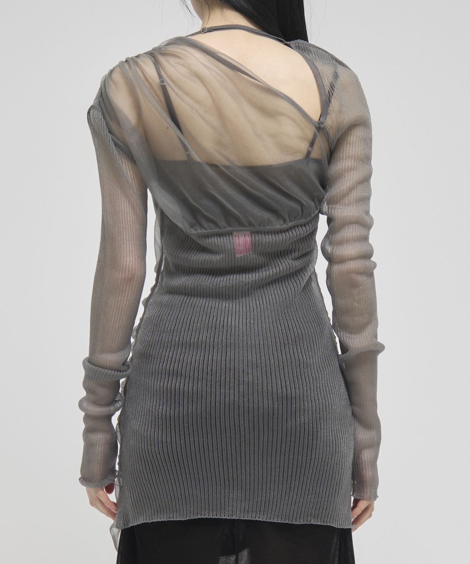SHEER GATHERED KNIT TOP FETICO