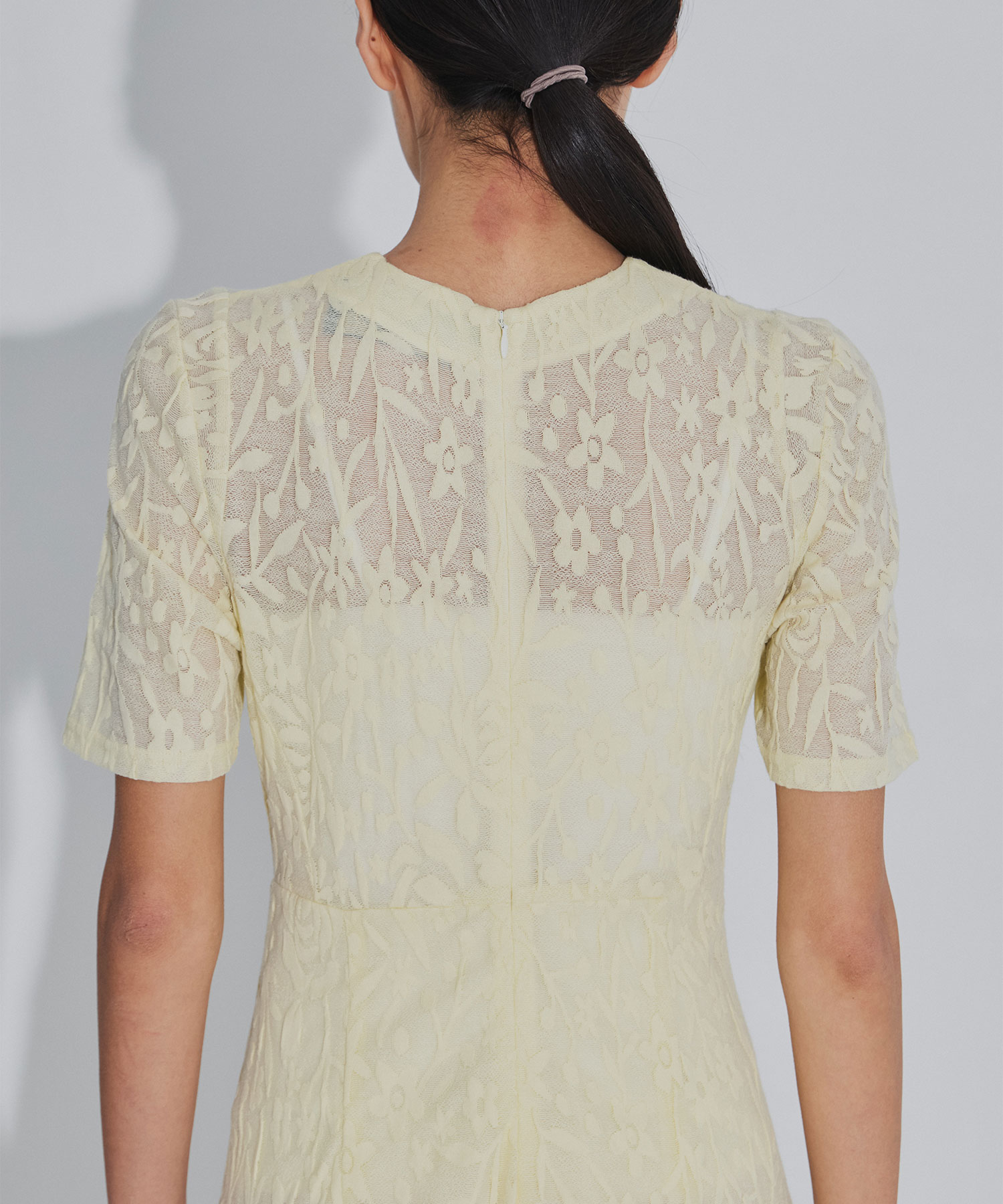 別注 FLOWER JACQUARD SHORT SLEEVE DRESS PHOTOCOPIEU