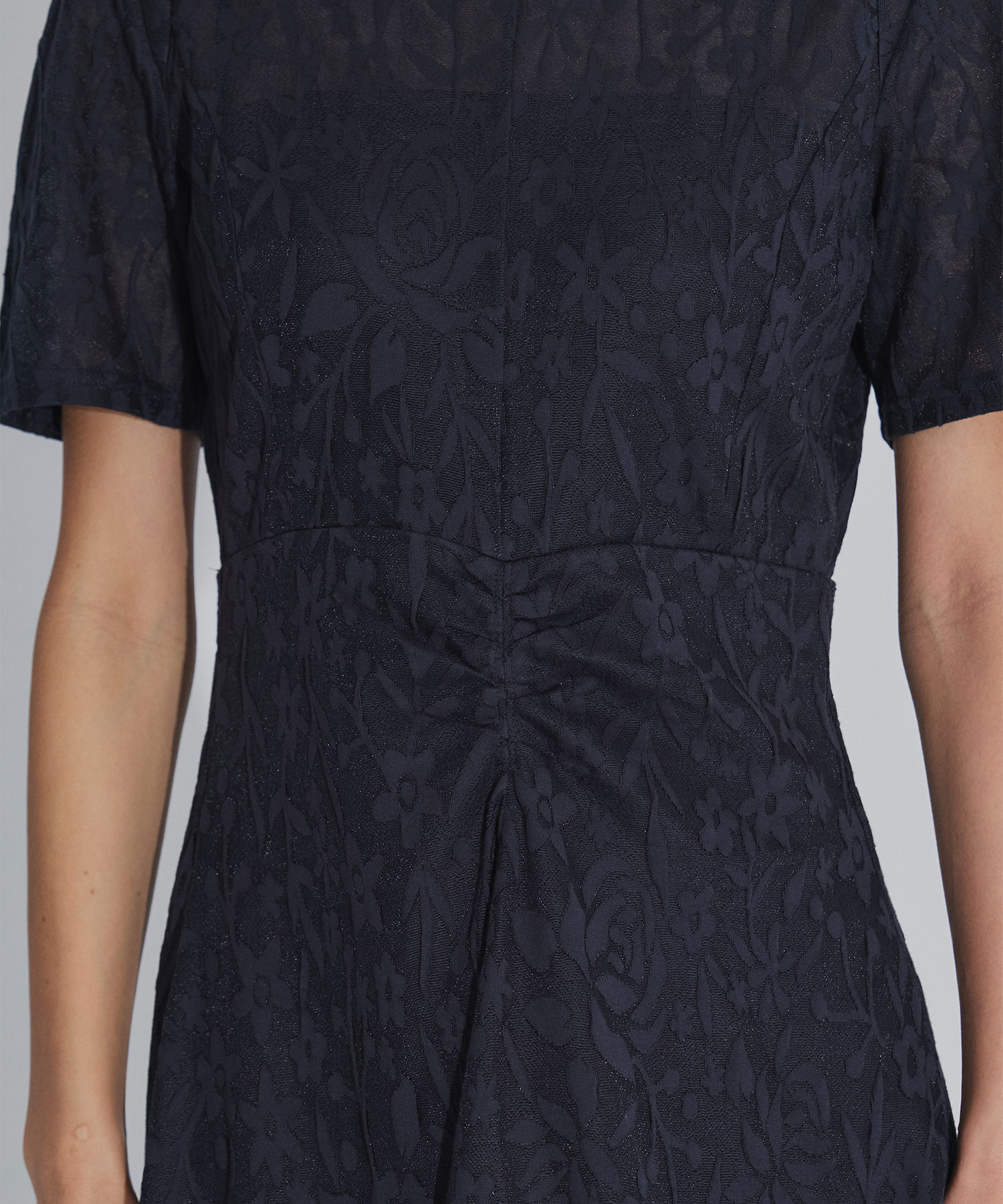別注 FLOWER JACQUARD SHORT SLEEVE DRESS PHOTOCOPIEU