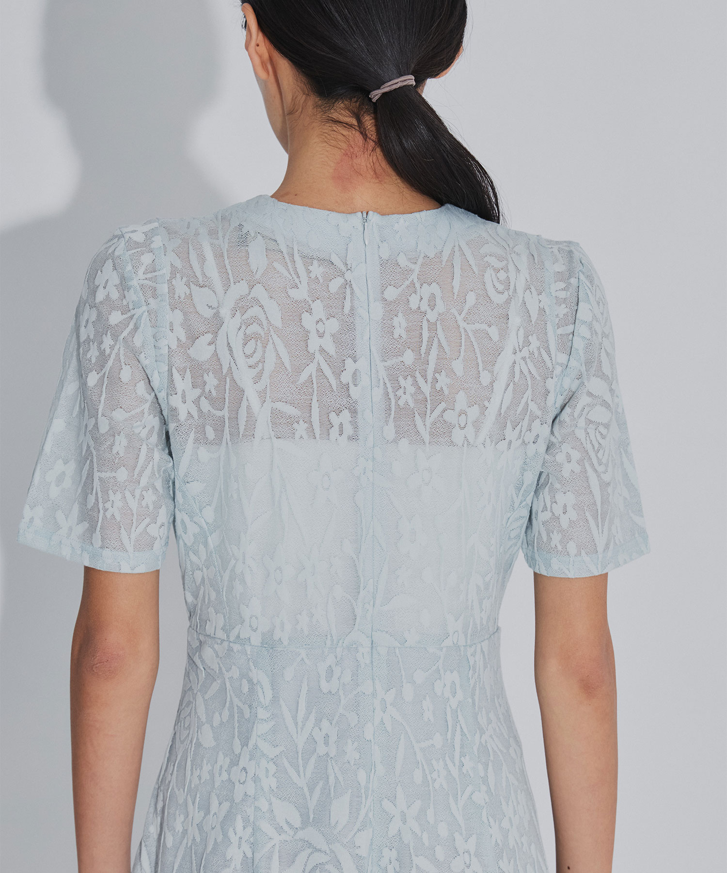 別注 FLOWER JACQUARD SHORT SLEEVE DRESS PHOTOCOPIEU