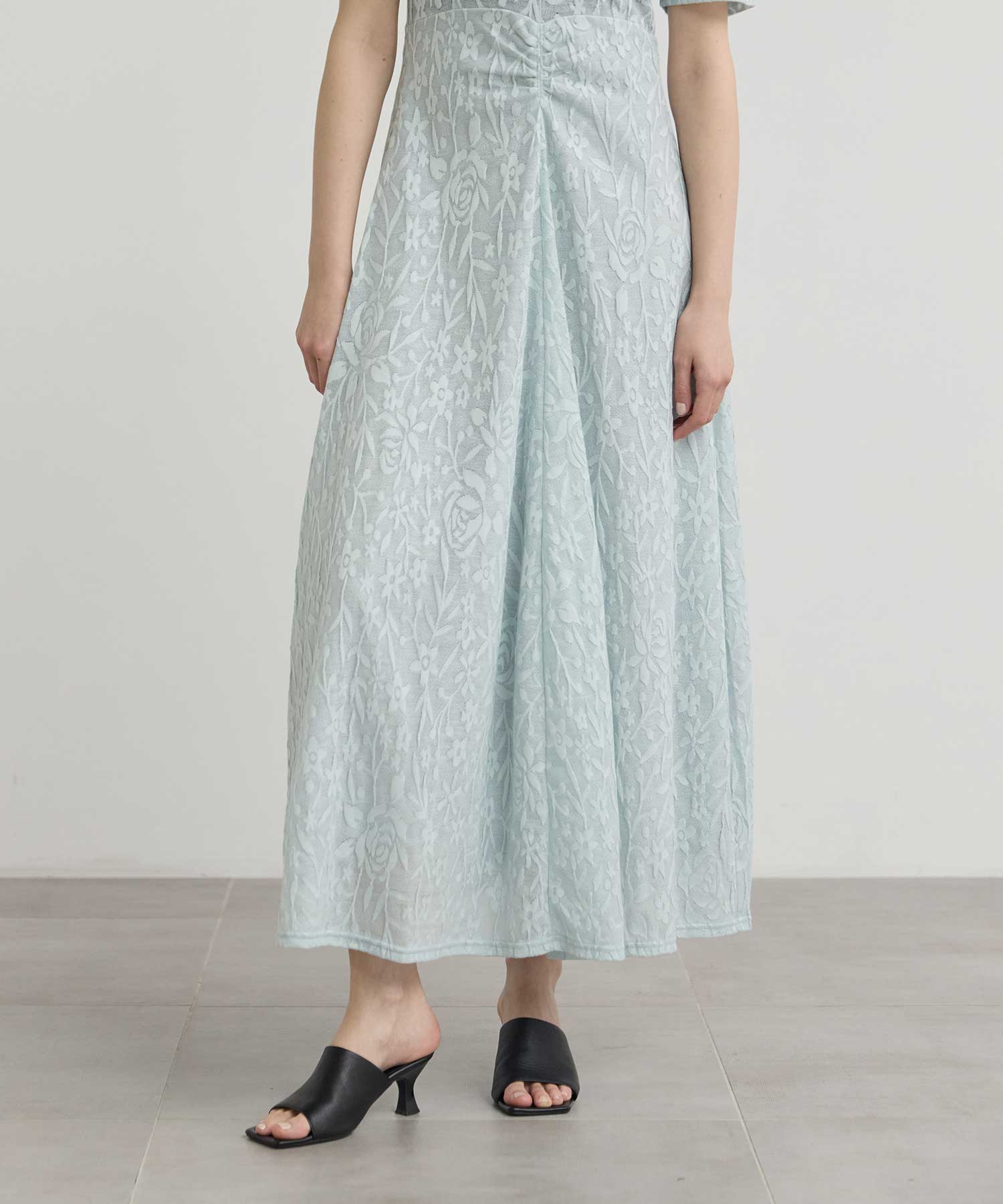 別注 FLOWER JAQUARD SHORT SLEEVE DRESS PHOTOCOPIEU