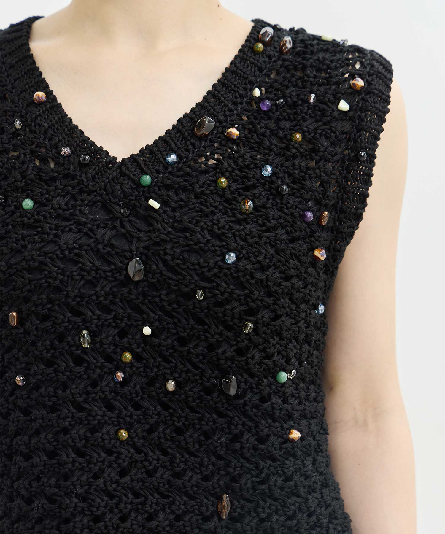 EX.Gerda glass beads&ores knit BK AKIRANAKA