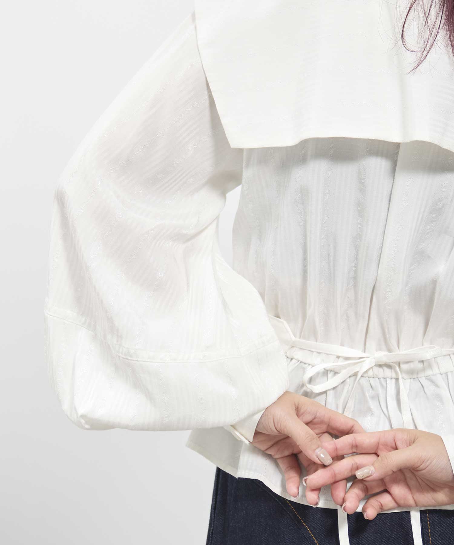 fetico SAILOR COLLAR BLOUSE 新品　タグ付き Rose jaquard stripe sailor collar blouse｜FETICO（フェティコ