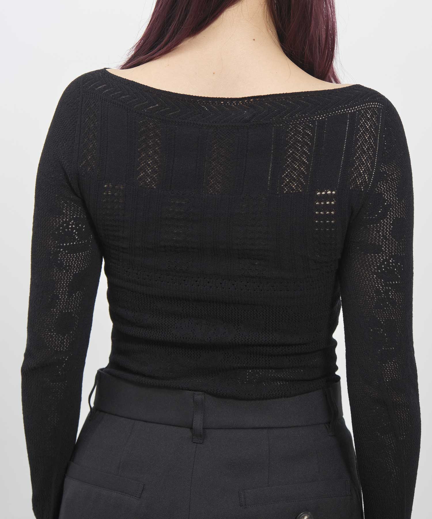 Rose pattern lace-knit bodysuit FETICO