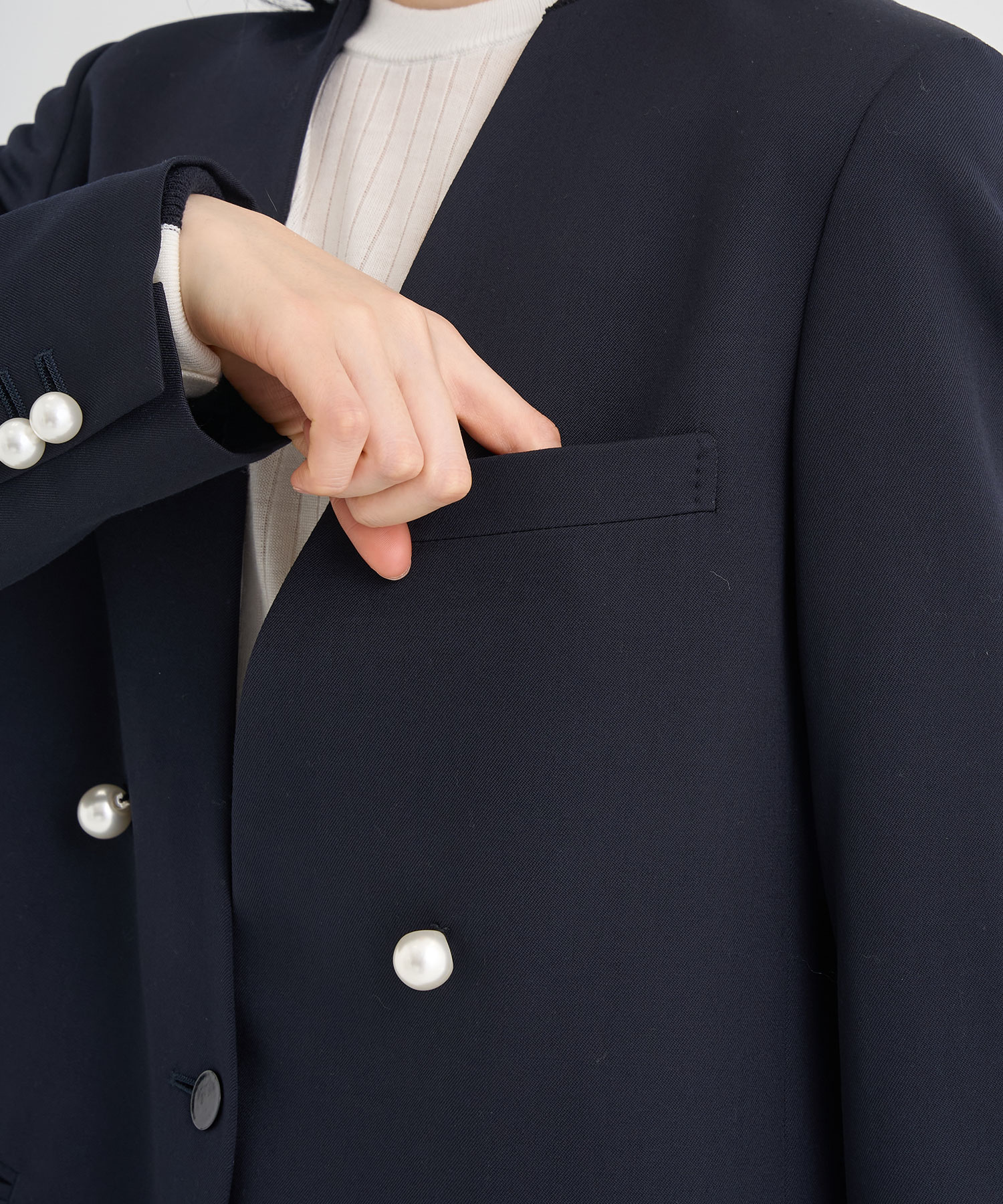 BLACK FORMAL NO COLLAR JACKET CINOH