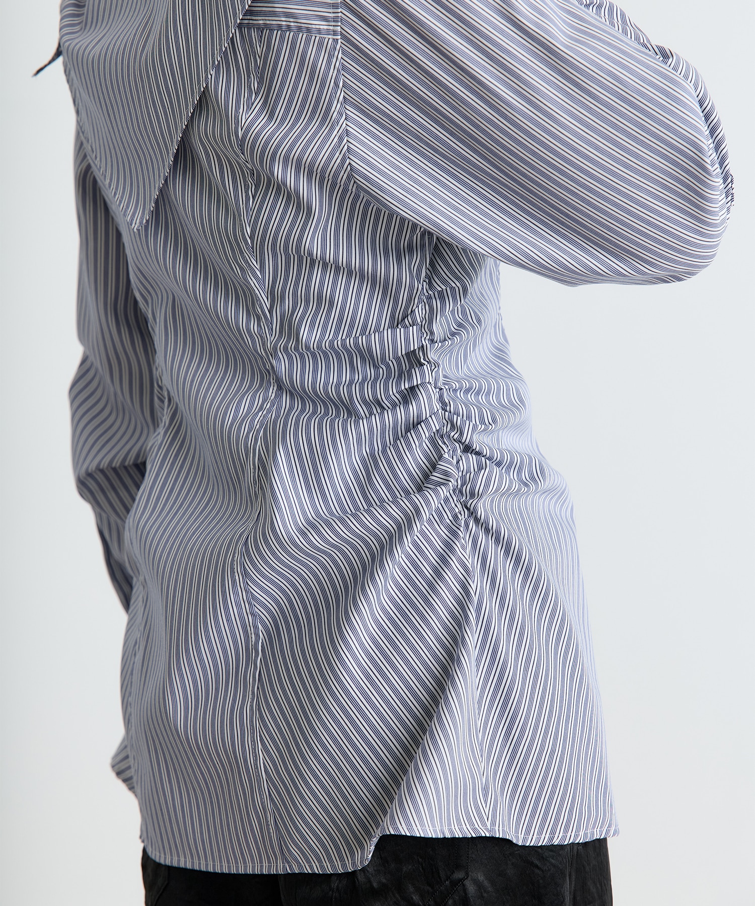 COTTON STRIPE SCARF COLLAR BLOUSE FETICO